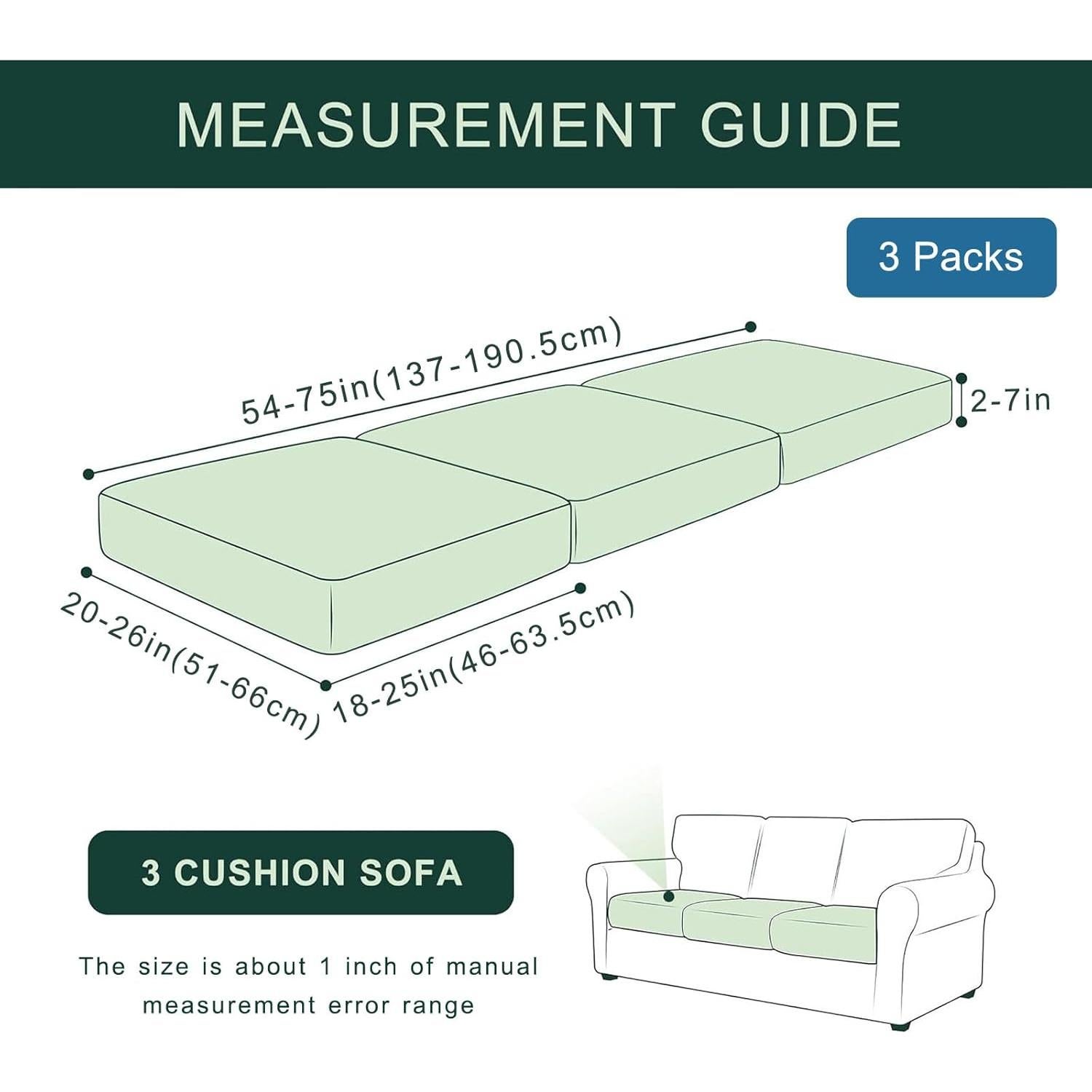 Fundas de Cojín de Sofá Impermeables Hyha 3PC Gris