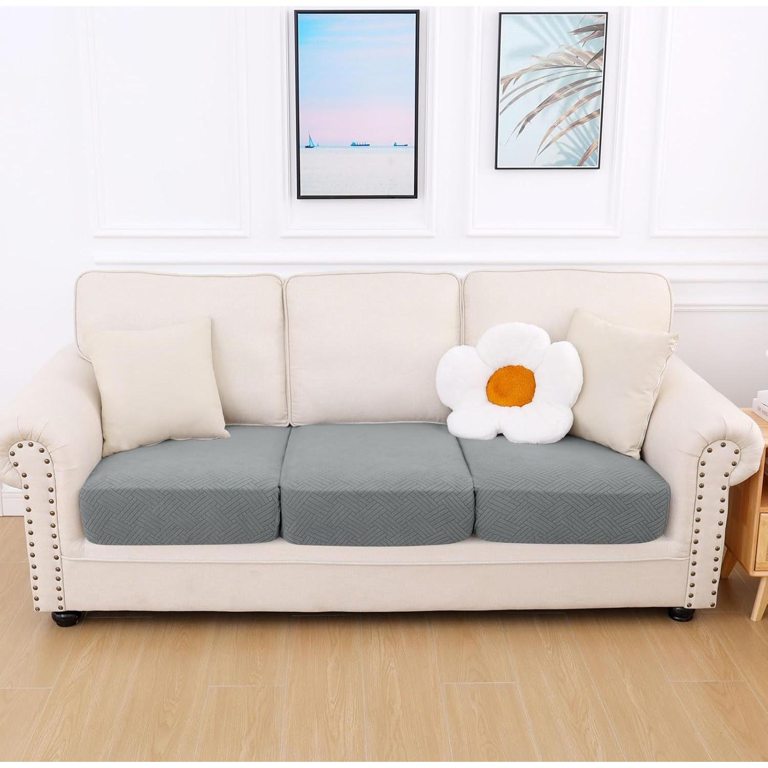 Fundas de Cojín de Sofá Impermeables Hyha 3PC Gris