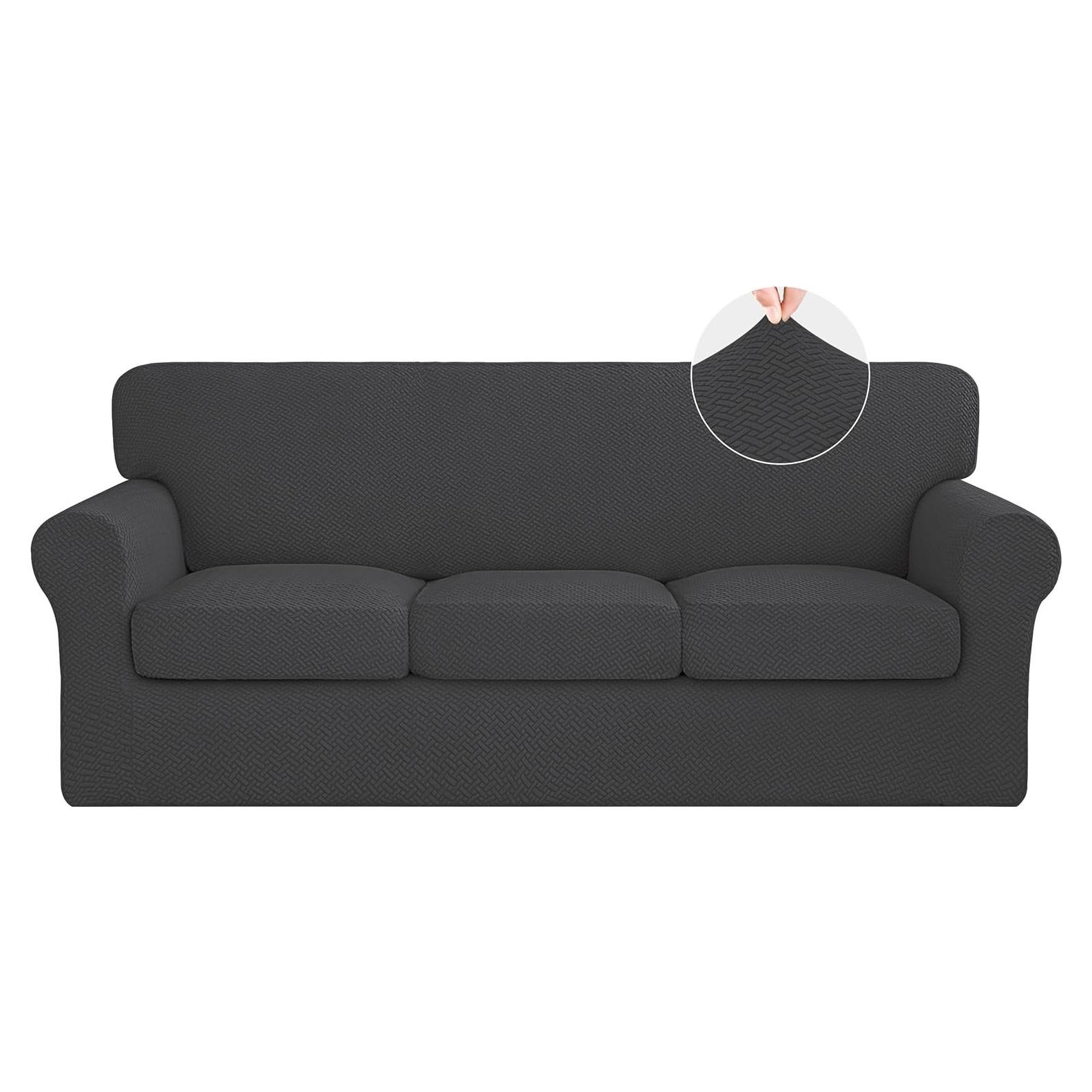 Funda de Sofá ISSUNTEX Gris Oscuro 4 Piezas Elástica