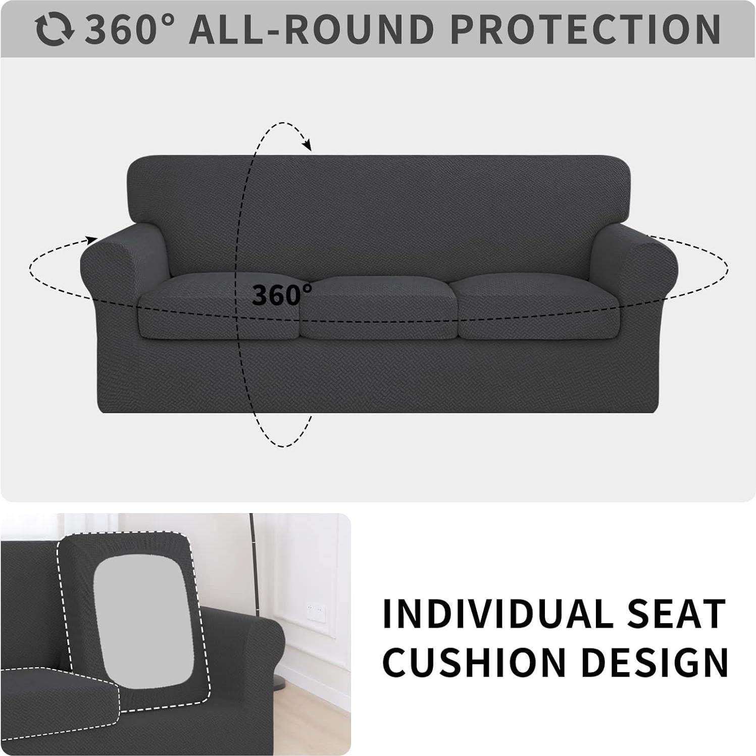 Funda de Sofá ISSUNTEX Gris Oscuro 4 Piezas Elástica