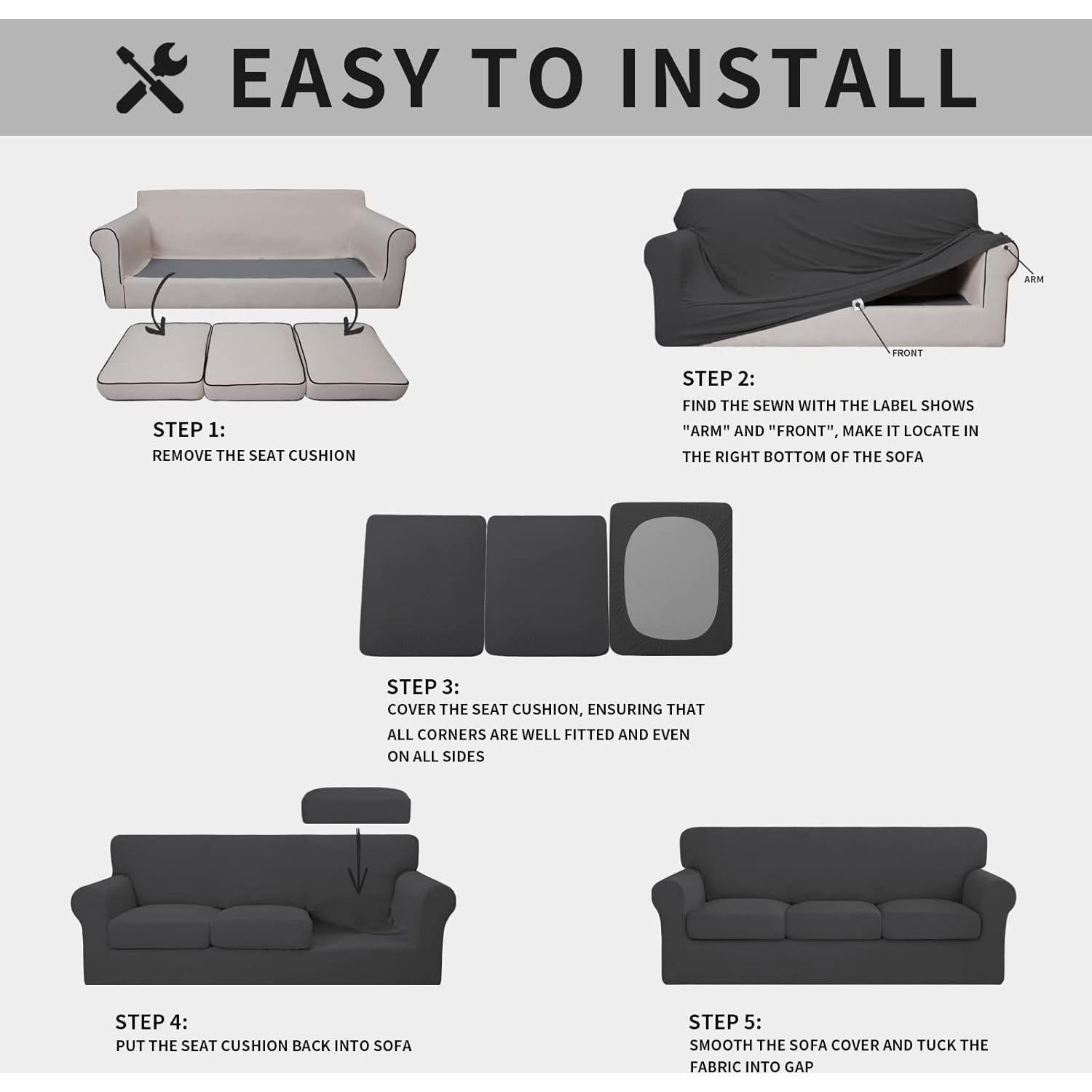 Funda de Sofá ISSUNTEX Gris Oscuro 4 Piezas Elástica