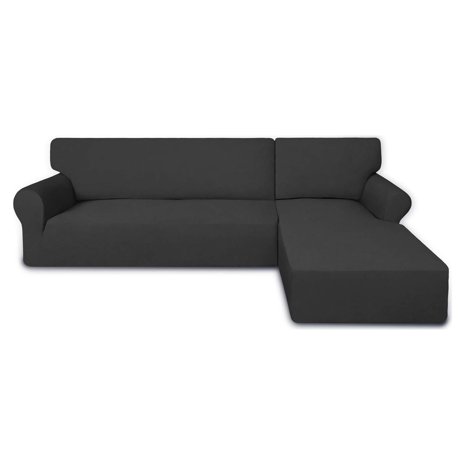 Cubiertas de Sofá Seccional PureFit Gris Oscuro 2 Pcs