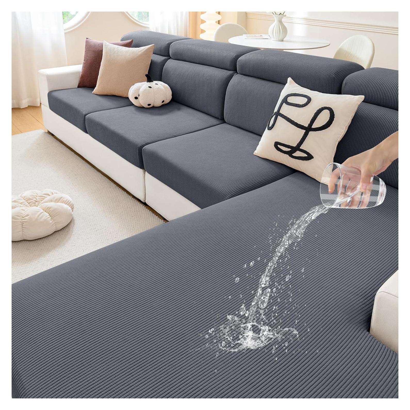 Funda de Sofá Impermeable Hyha 3 Piezas Gris Oscuro