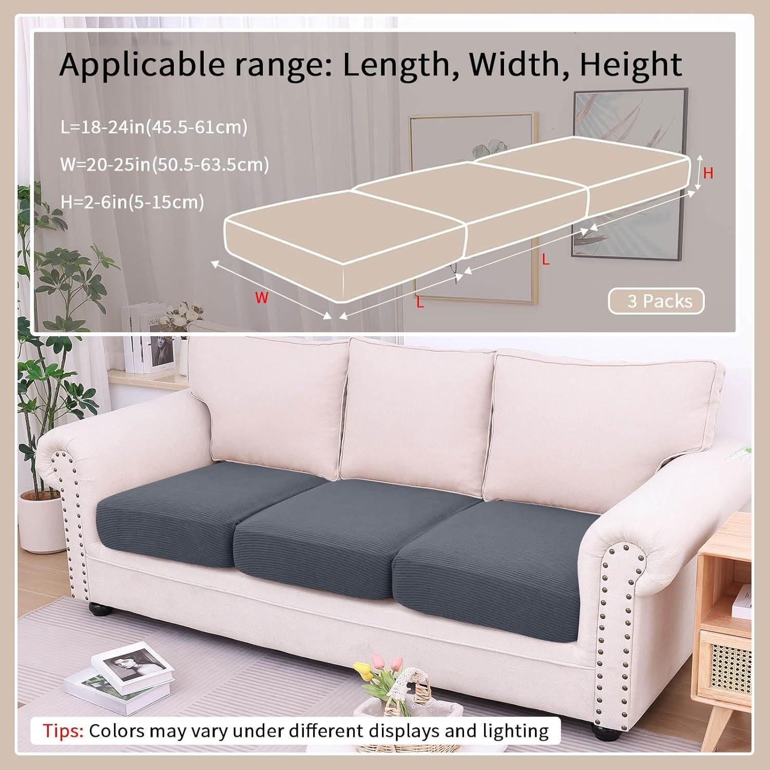 Funda de Sofá Impermeable Hyha 3 Piezas Gris Oscuro