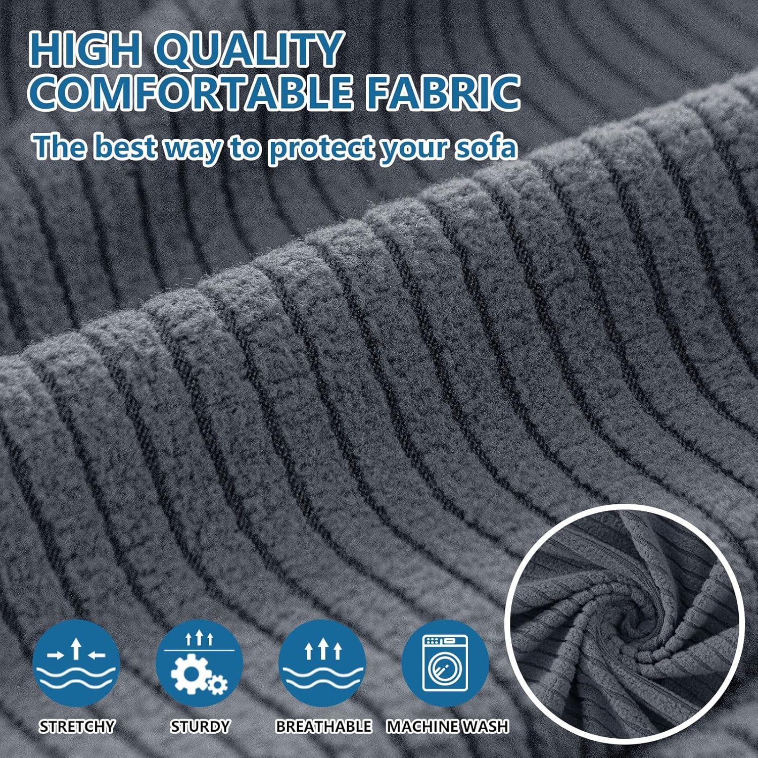 Funda de Sofá Impermeable Hyha 3 Piezas Gris Oscuro