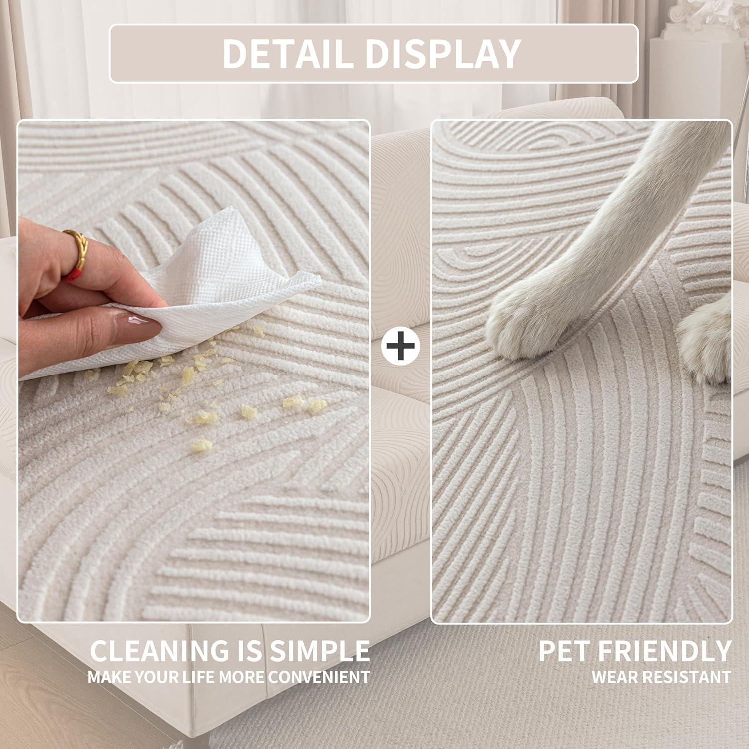 Funda de sofá seccional QIANMEW marfil 1PC elástica lavable