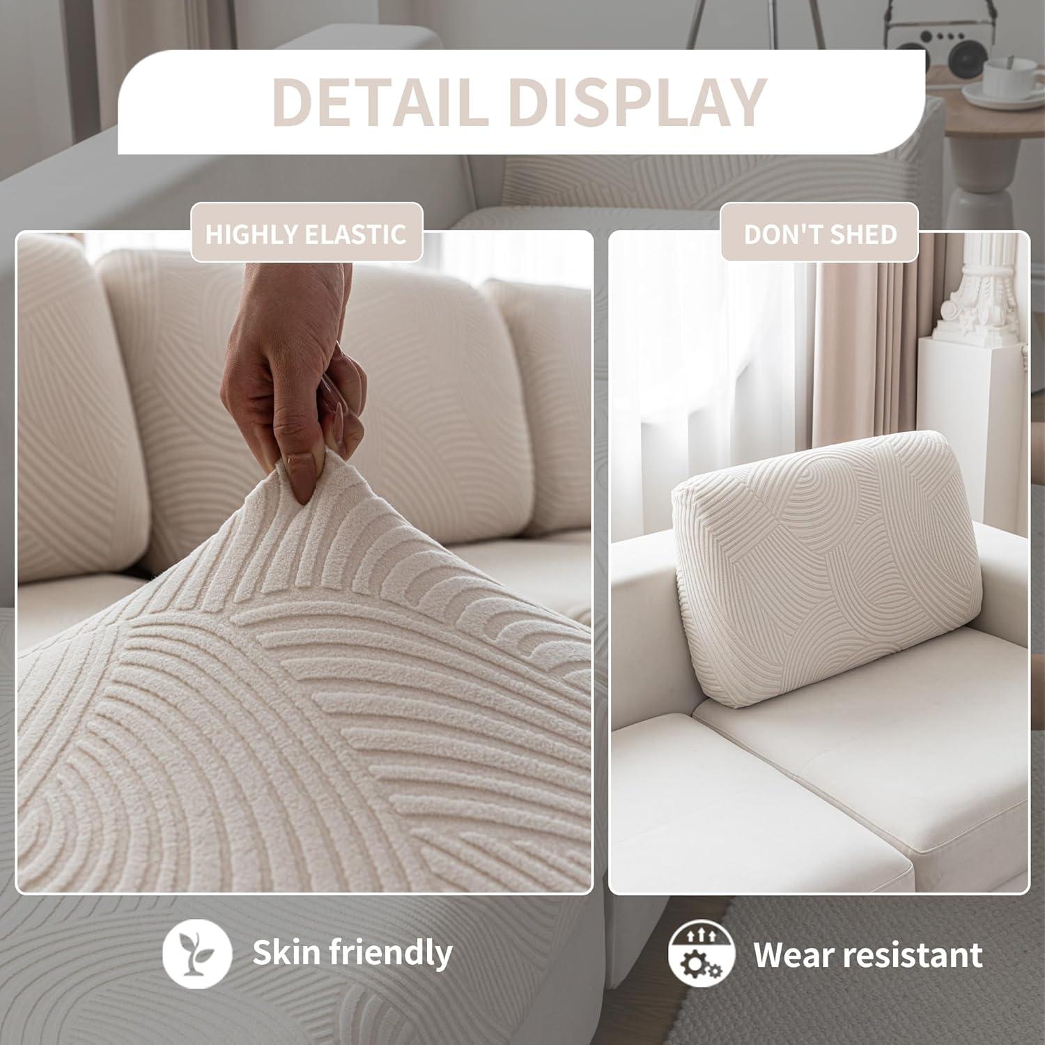Funda de sofá seccional QIANMEW marfil 1PC elástica lavable