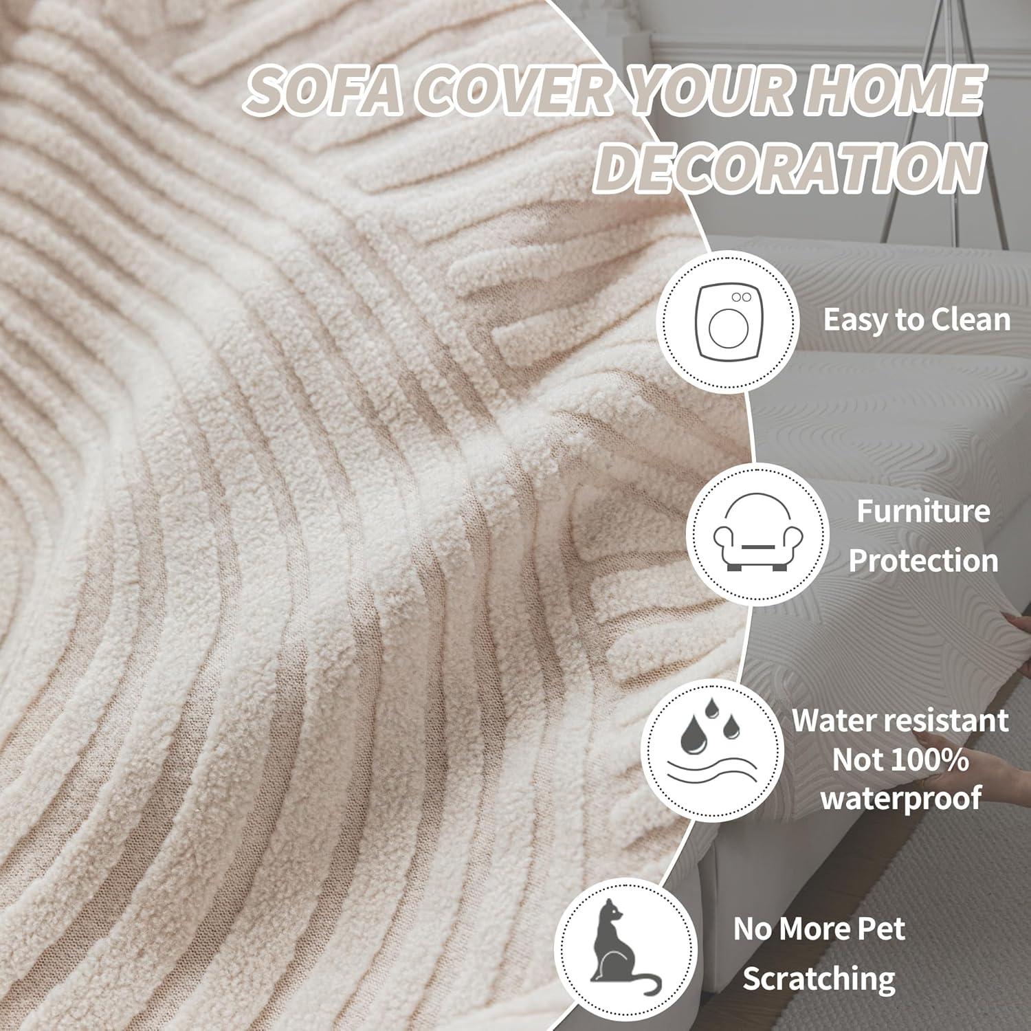 Funda de sofá seccional QIANMEW marfil 1PC elástica lavable