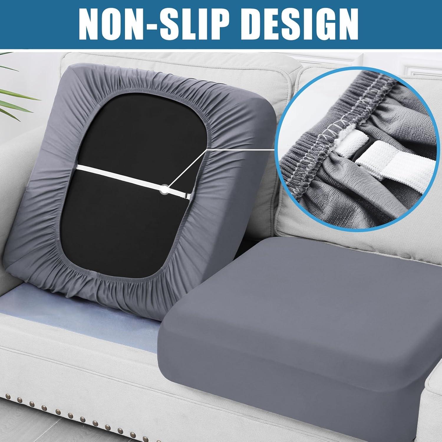 Cubiertas de cojines de sofá impermeables Smiry 3 paquetes gris