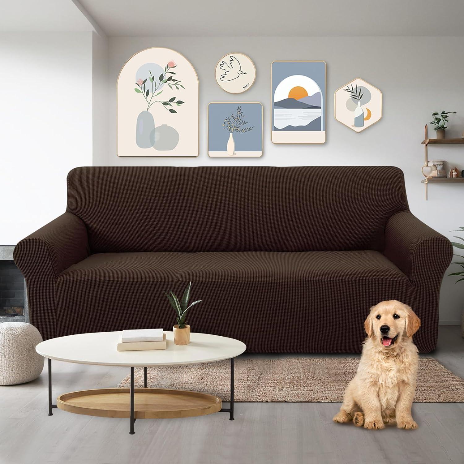 Funda de Sofá U-NICE HOME Elástica Lavable Chocolate 3 Cojines