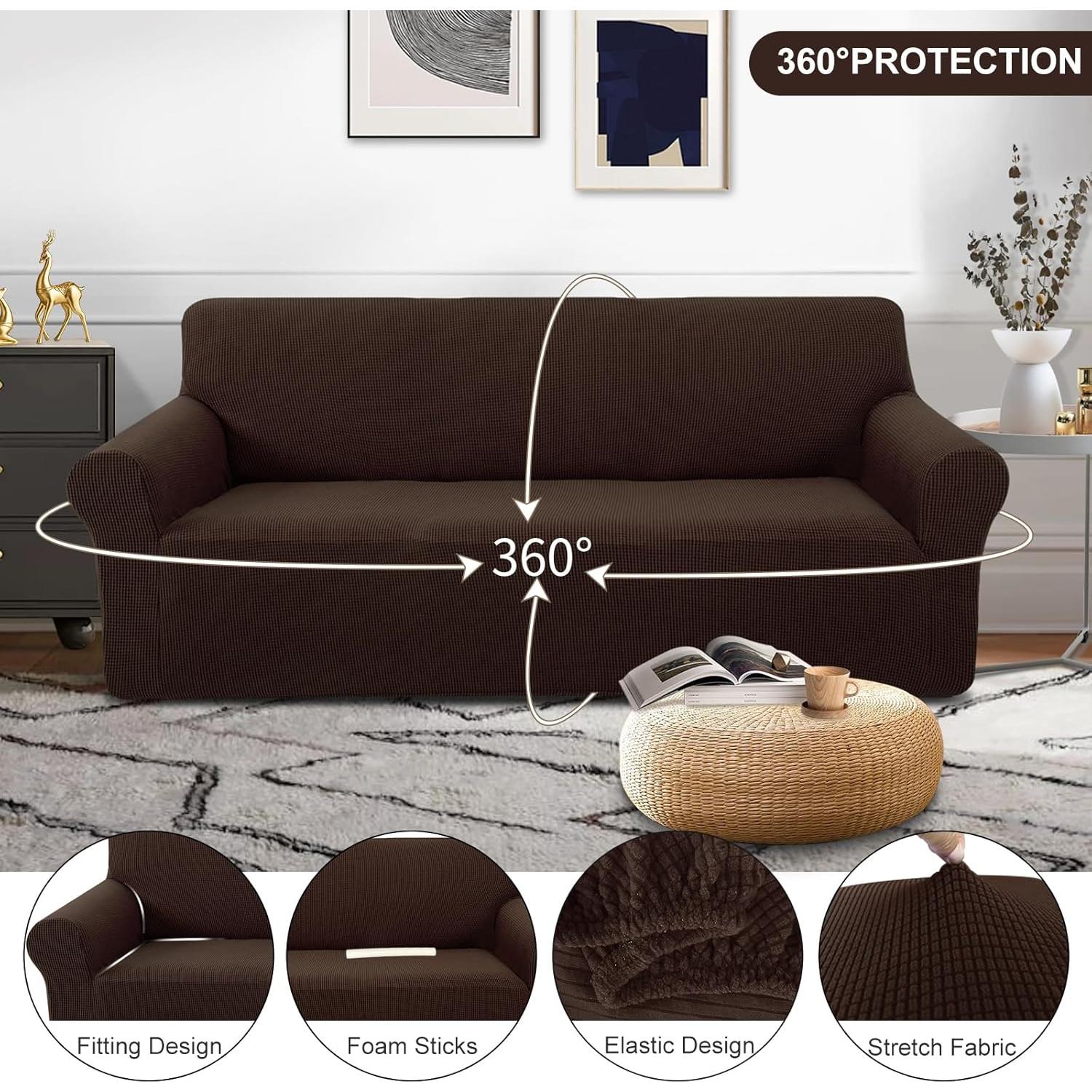 Funda de Sofá U-NICE HOME Elástica Lavable Chocolate 3 Cojines