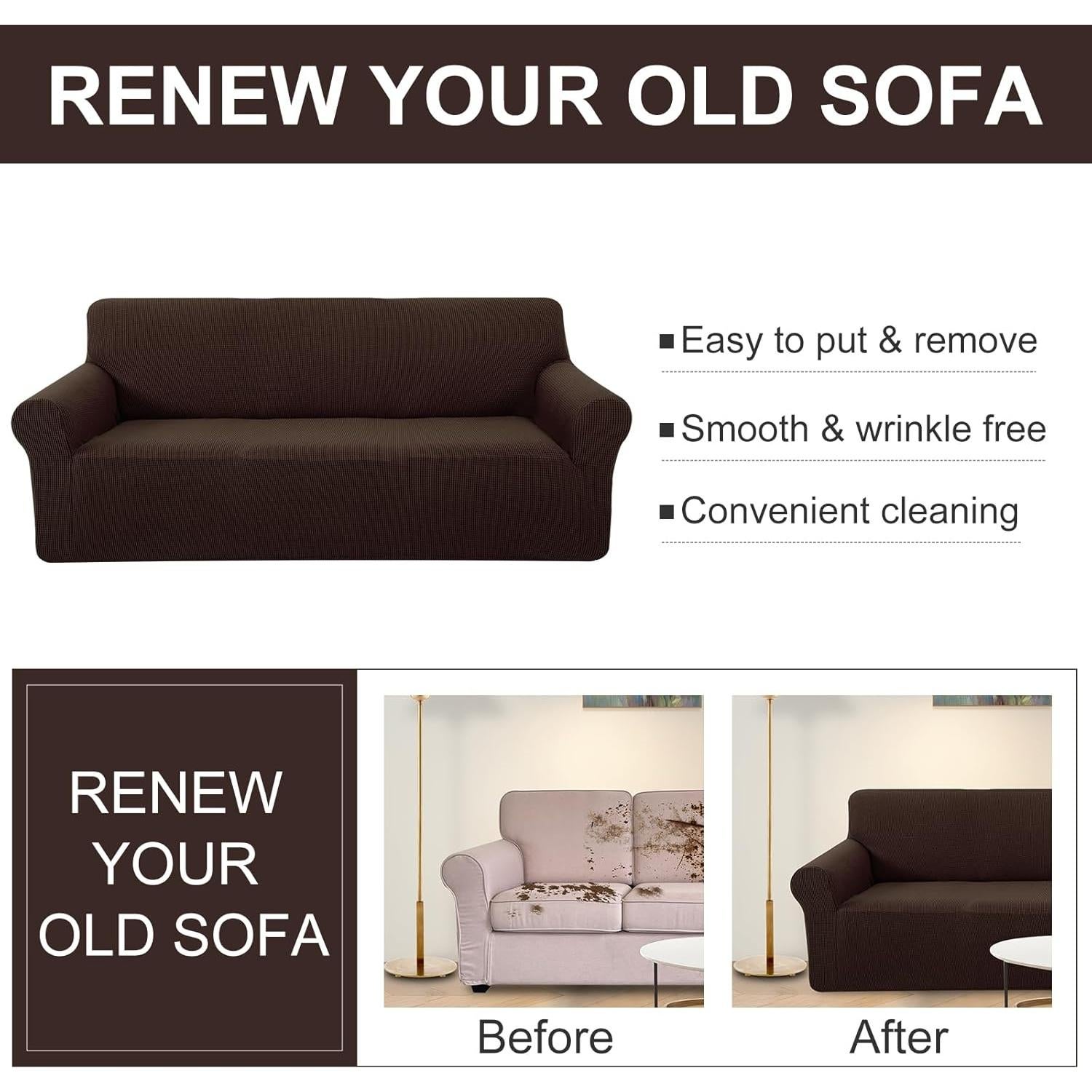 Funda de Sofá U-NICE HOME Elástica Lavable Chocolate 3 Cojines