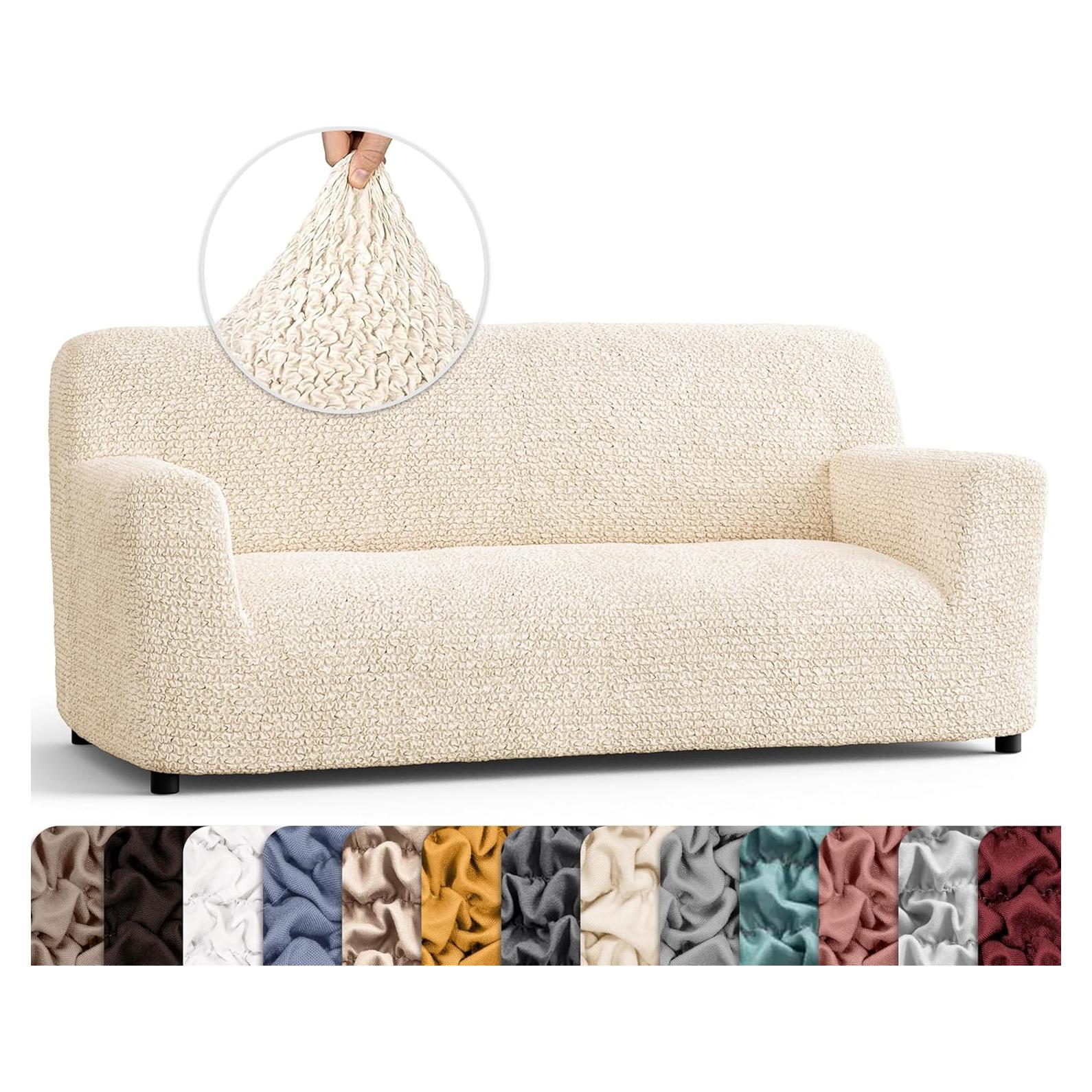 Funda de Sofá Elástica PAULATO Crema 64-85" Ajuste Perfecto