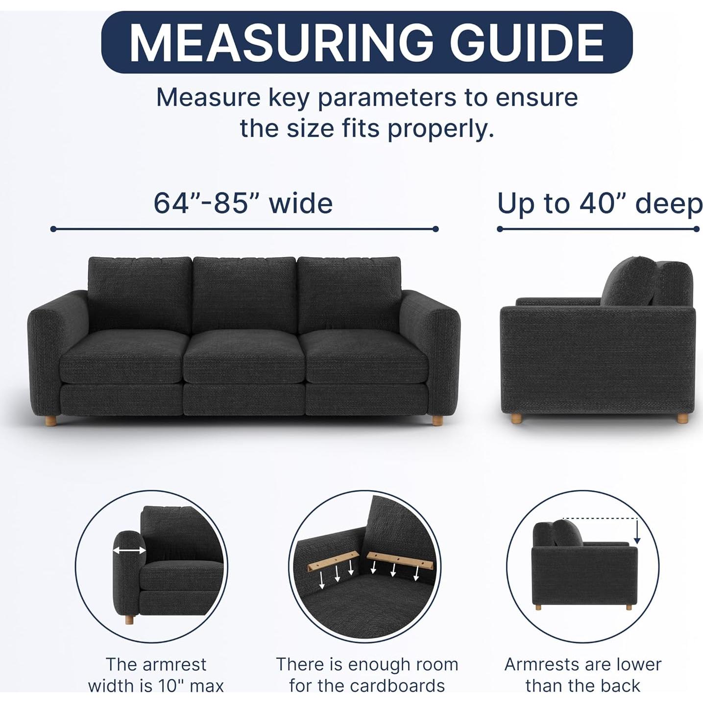 Funda de Sofá Elástica PAULATO Crema 64-85" Ajuste Perfecto