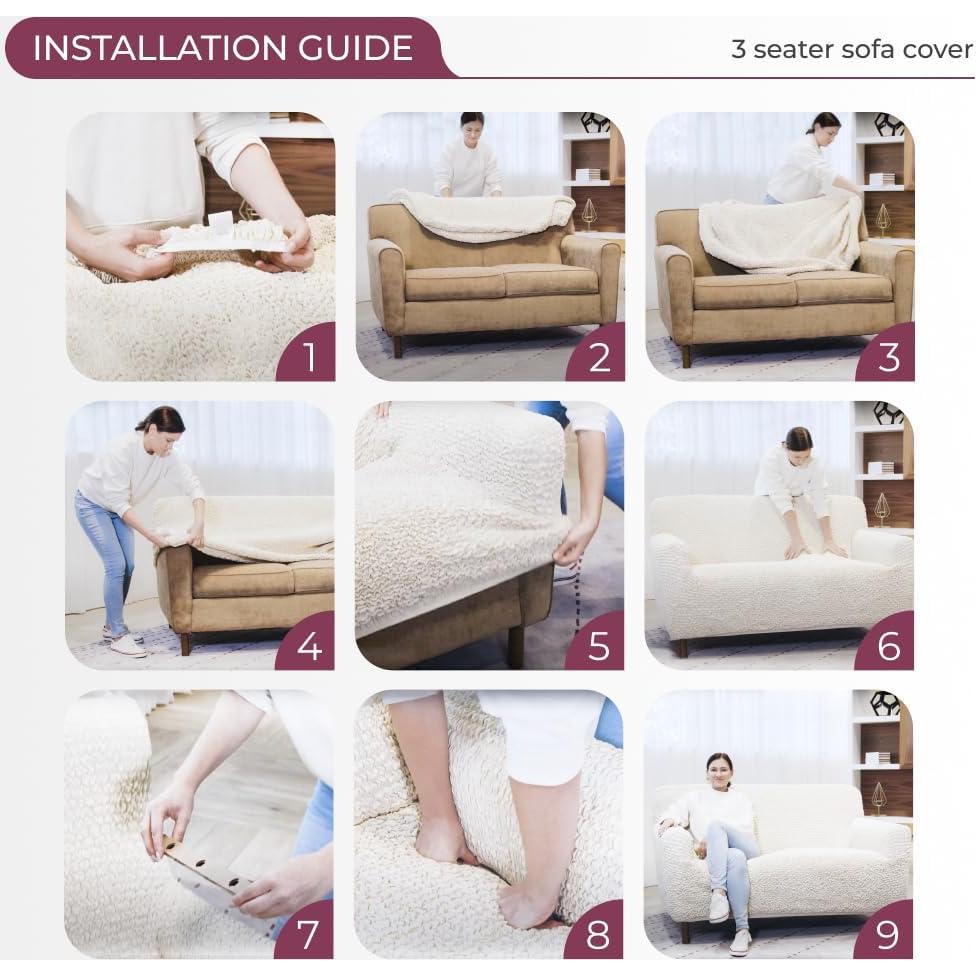 Funda de Sofá Elástica PAULATO Crema 64-85" Ajuste Perfecto