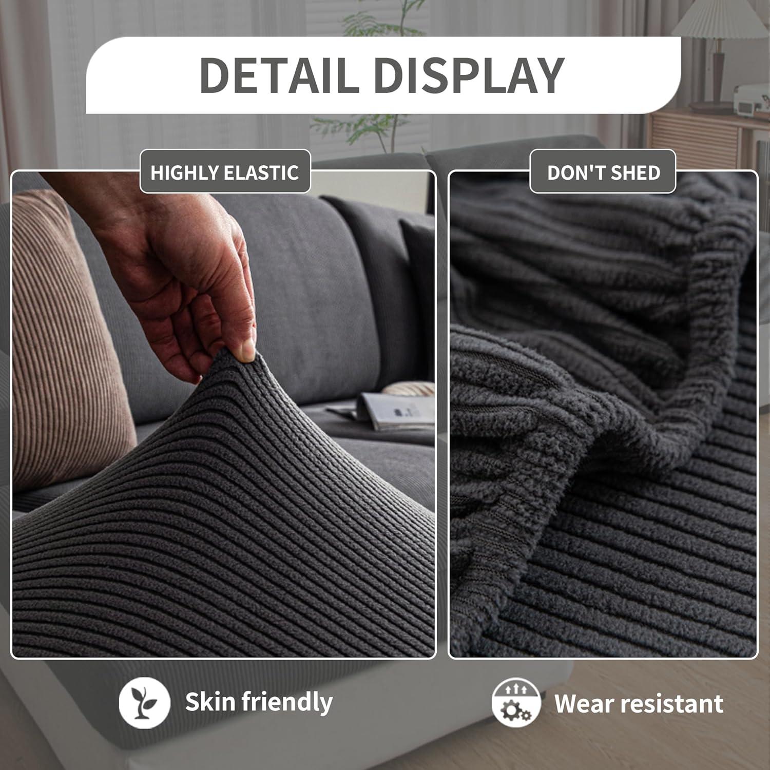 Funda de Sofá QIANMEW Gris Oscuro Lavable y Resistente