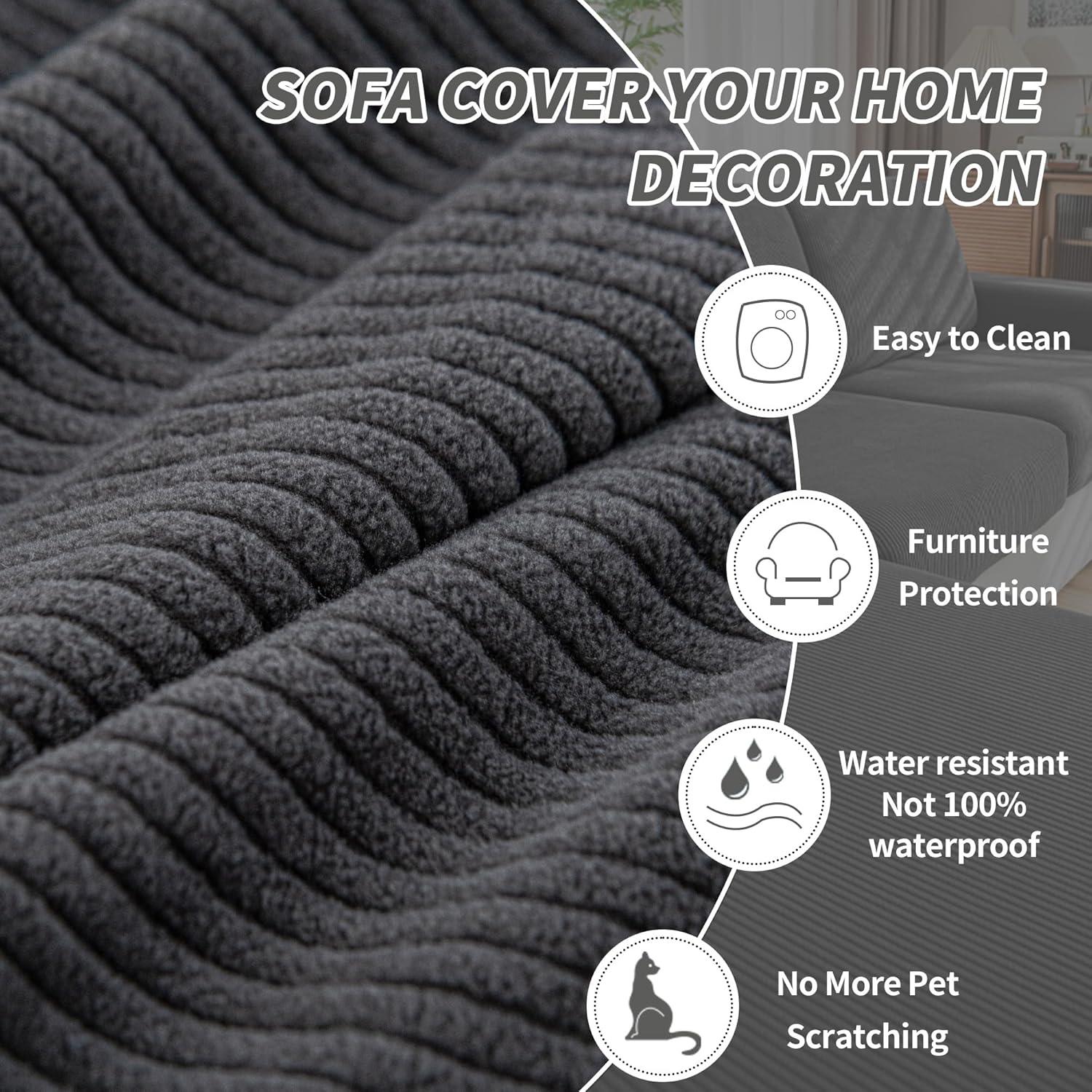 Funda de Sofá QIANMEW Gris Oscuro Lavable y Resistente