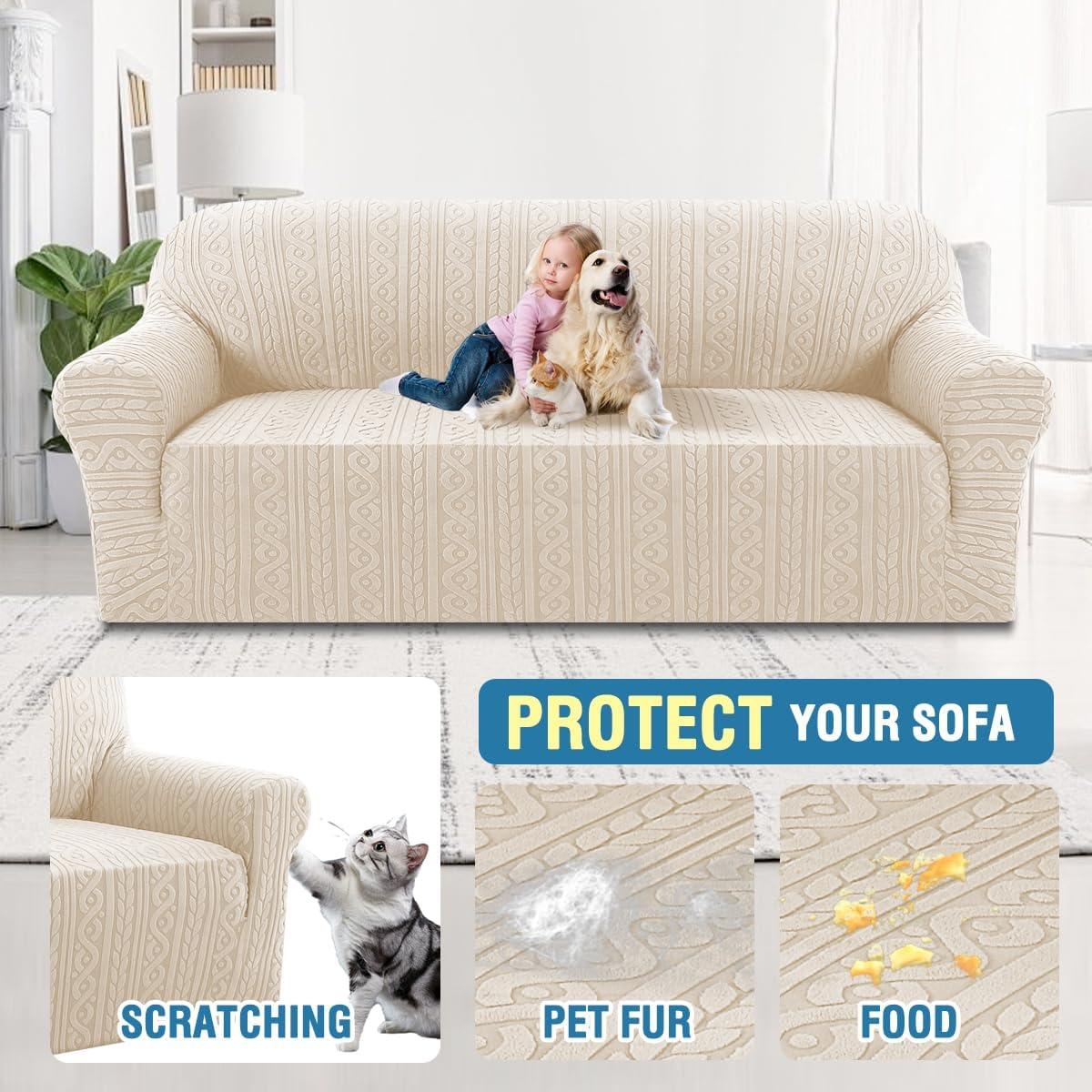 Funda de Sofá H.VERSAILTEX 1 Pieza Ajustable Marfil 75-85"