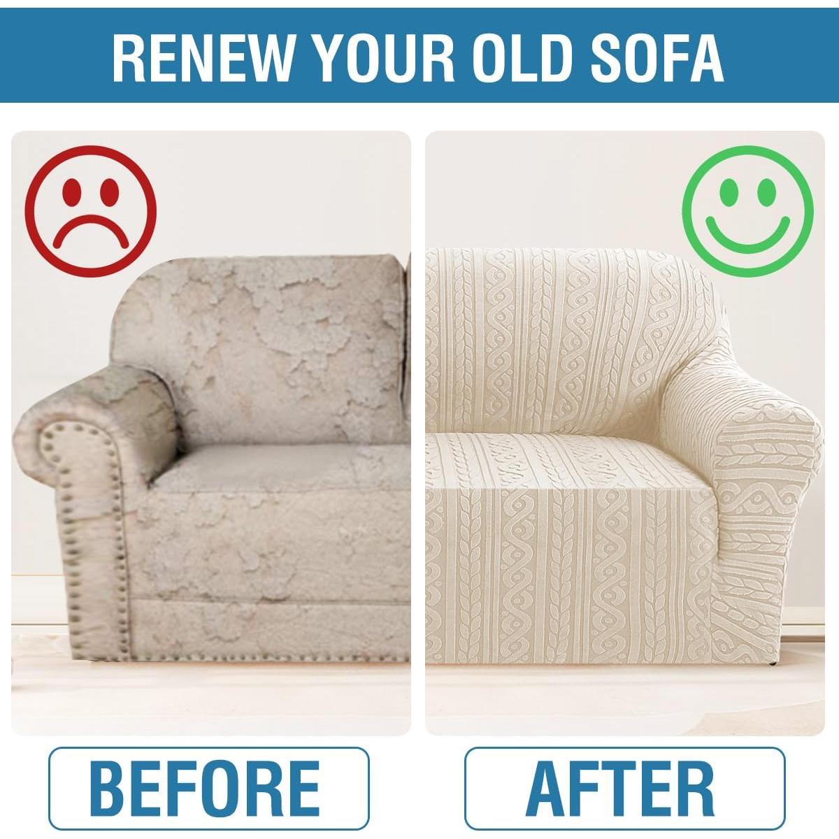 Funda de Sofá H.VERSAILTEX 1 Pieza Ajustable Marfil 75-85"