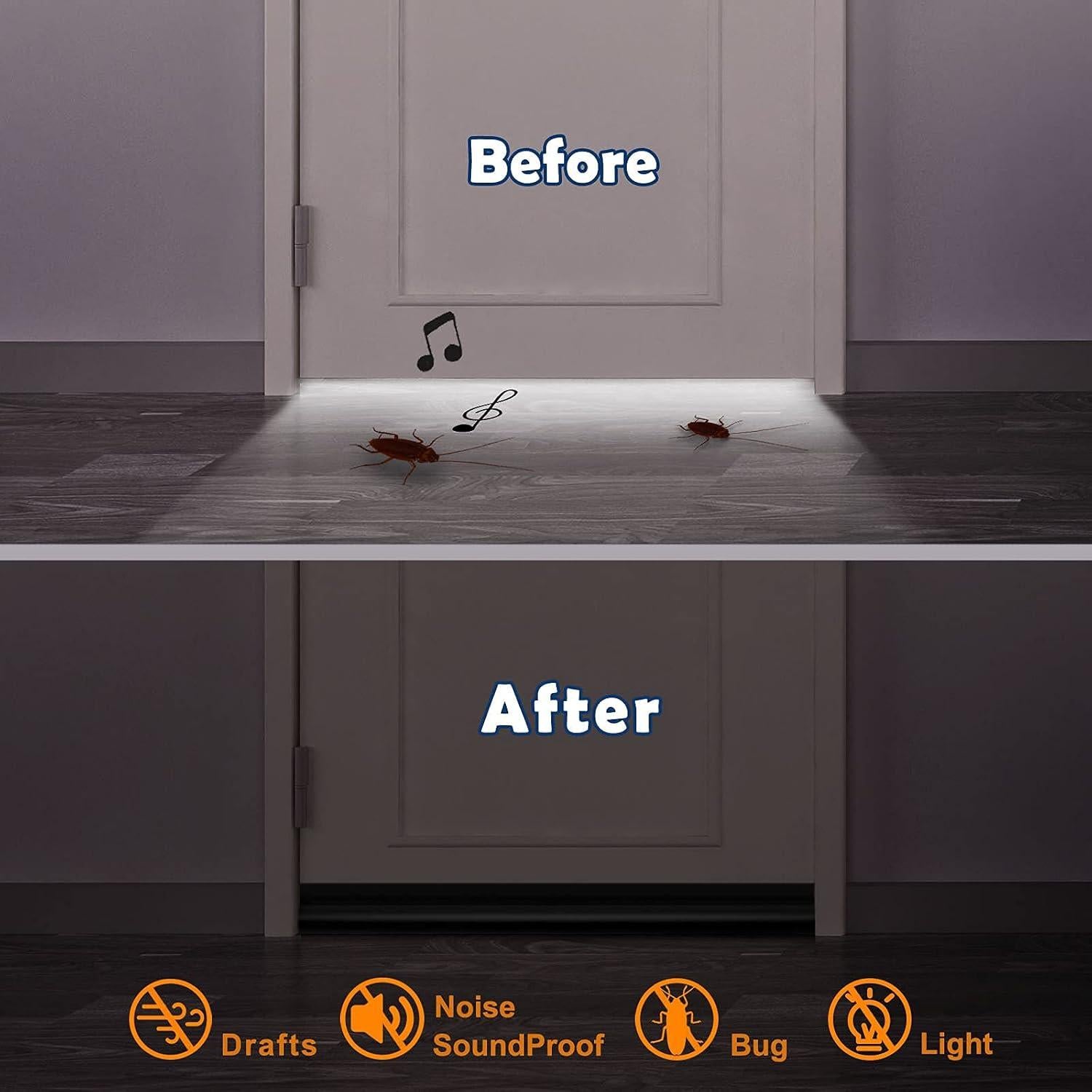 MAXTID Tapón de Corrientes para Puerta 91 cm Negro Ajustable