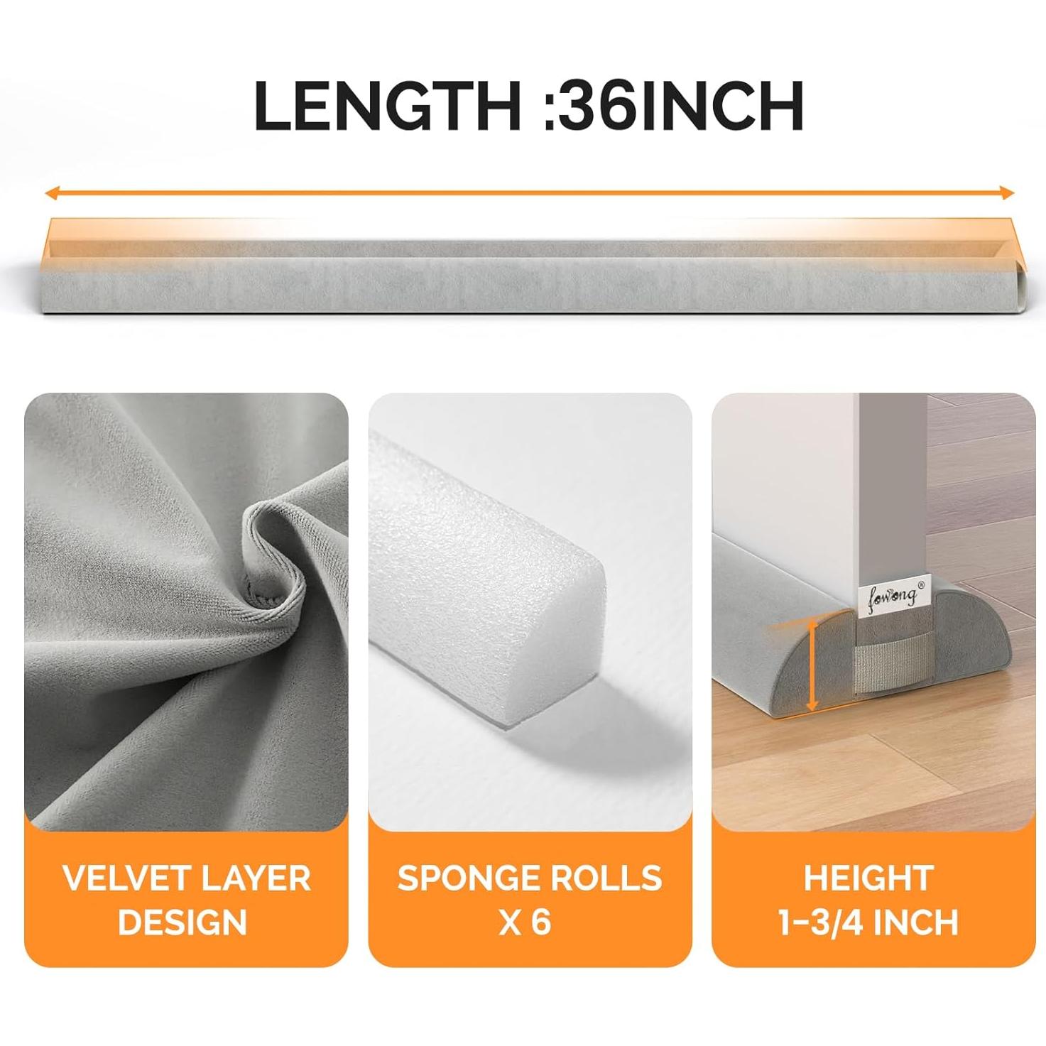 Tapón para Corrientes de Aire fowong 91.44 cm Ajustable Gris