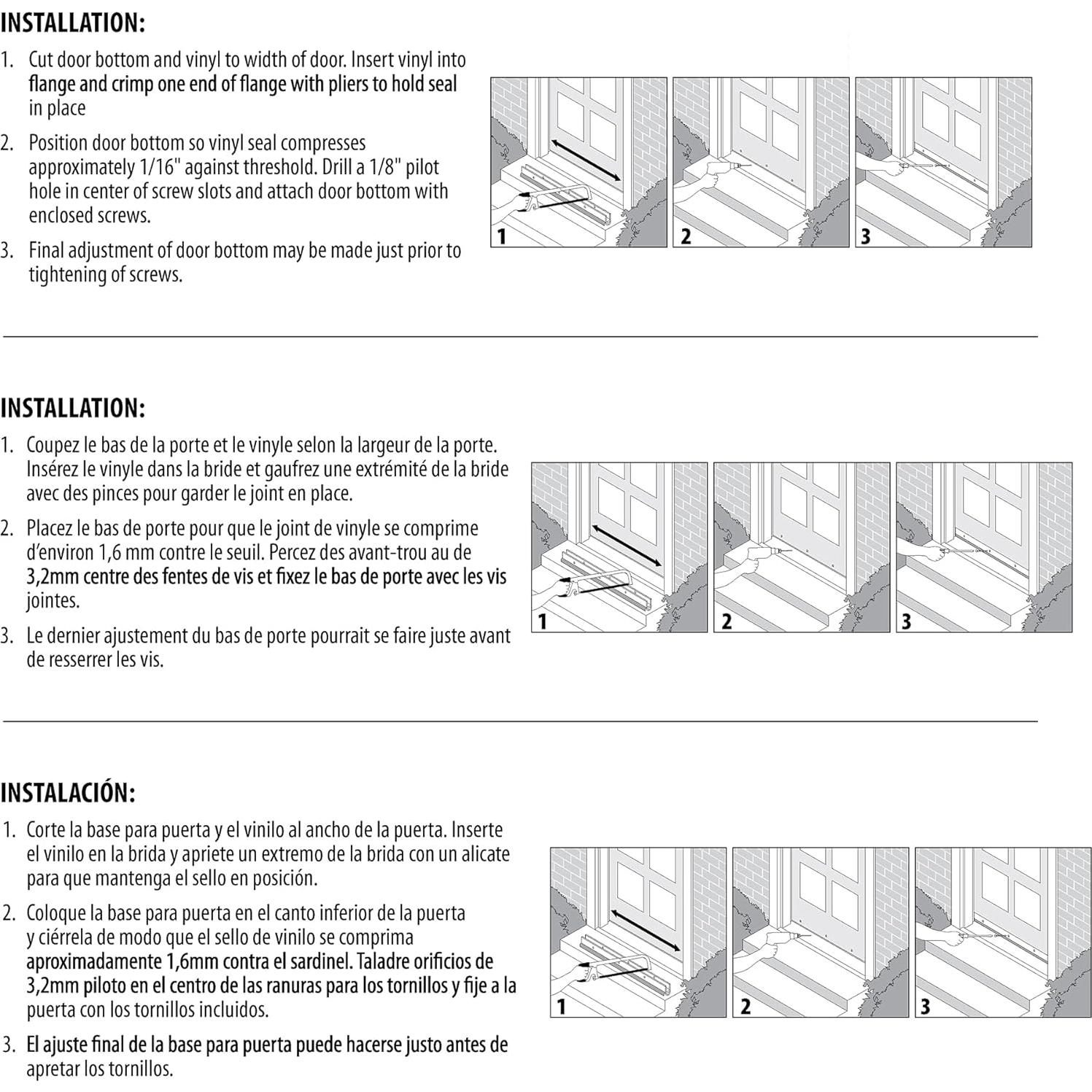 Sello de Puerta Inferior M-D 91.44 cm Aluminio y Vinilo Ahorra Energía