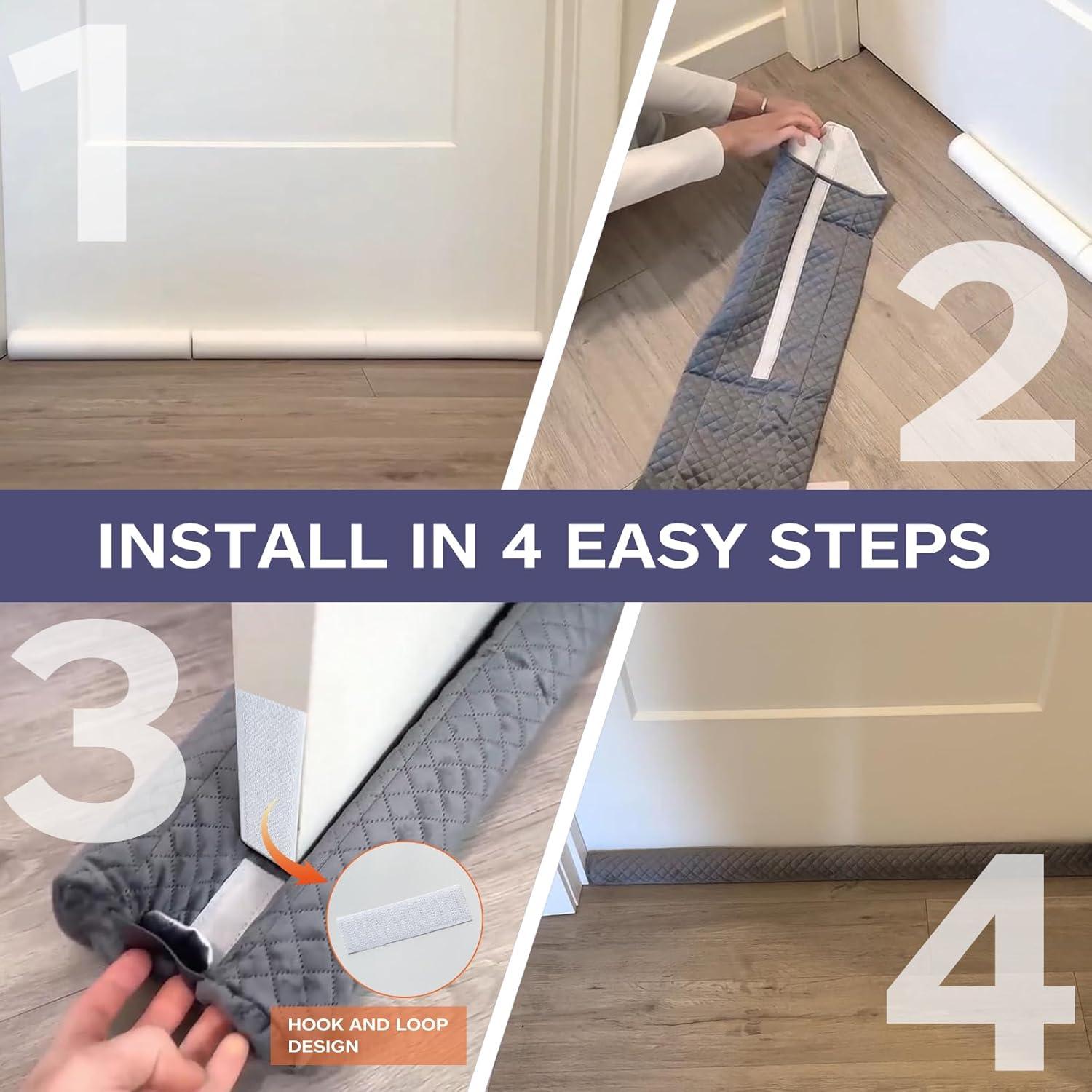 Tapón de Draft de Puerta Ciieyuo Terciopelo 76-91 cm Gris