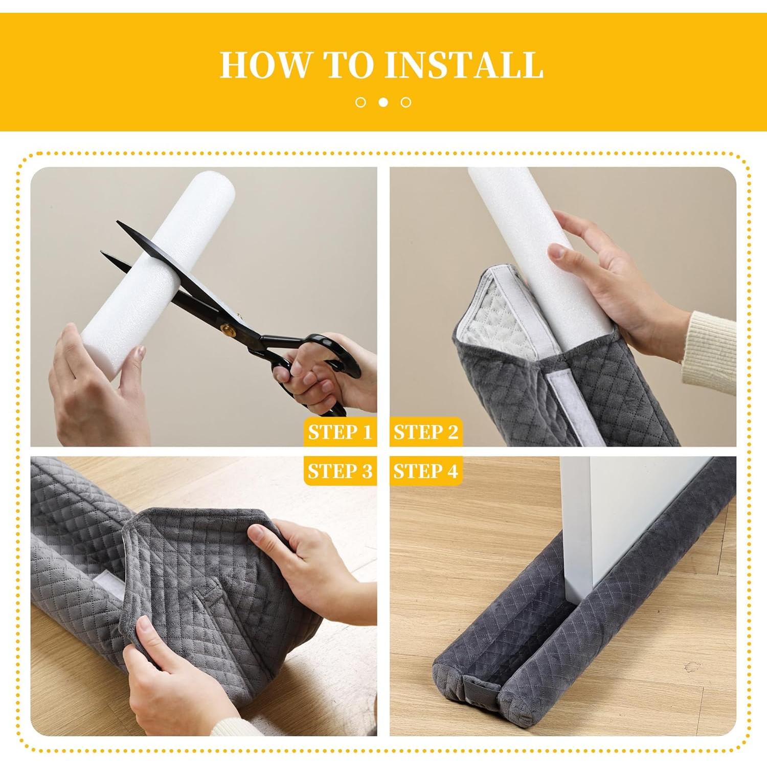 Tapón de Draft de Puerta Ciieyuo Terciopelo 76-91 cm Gris