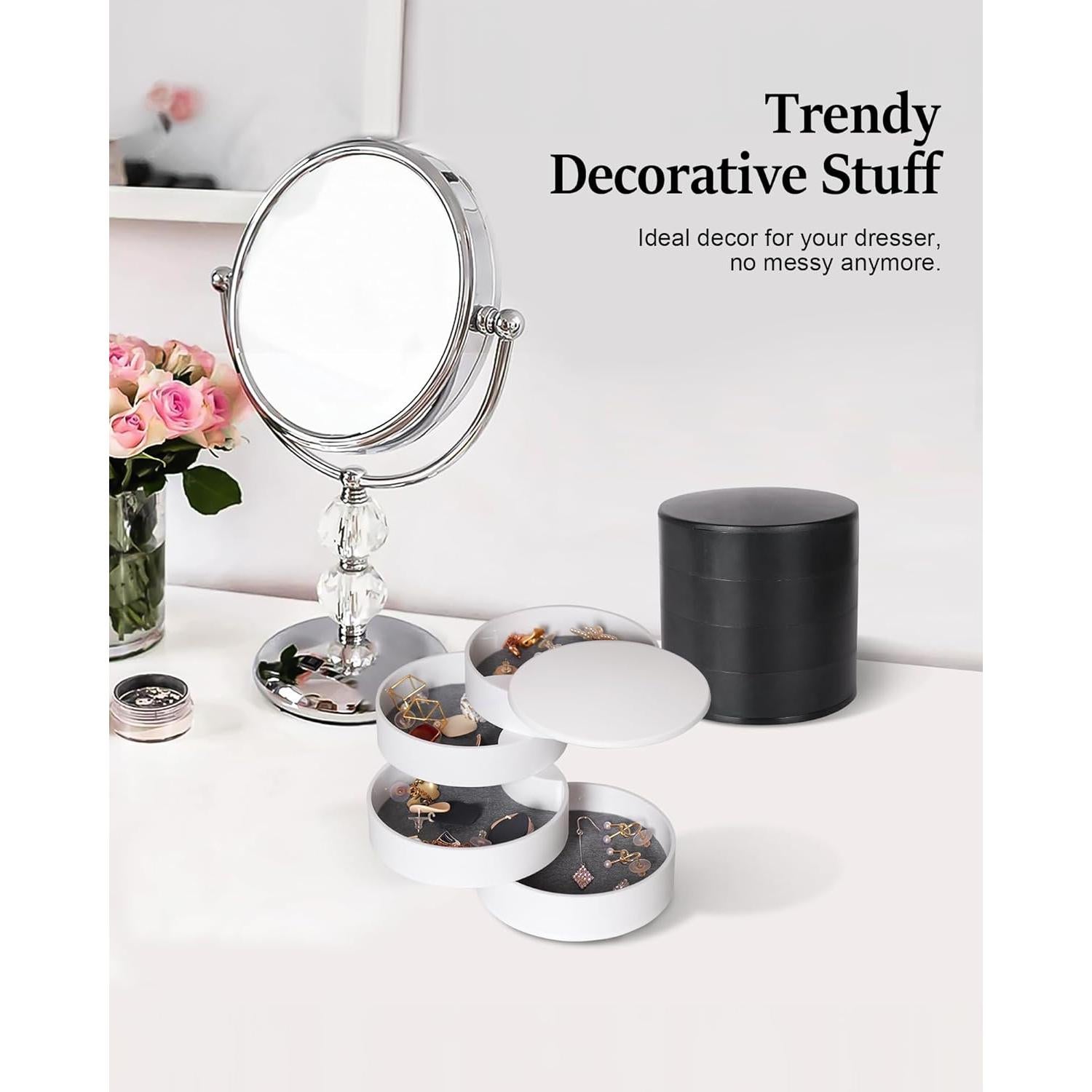 Organizador de Joyería CONBOLA, Estuche Rotatorio 4 Capas Blanco