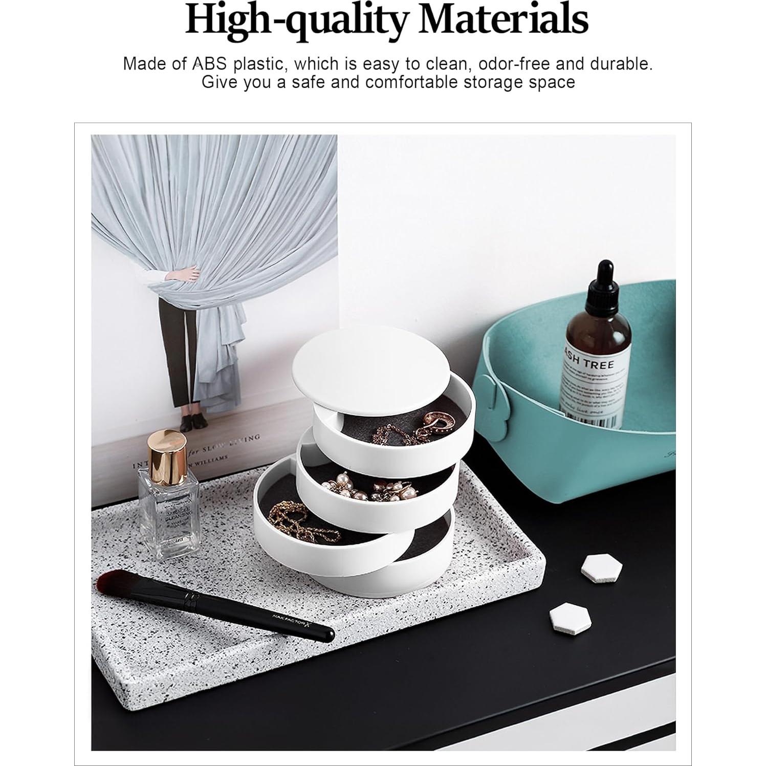 Organizador de Joyería CONBOLA, Estuche Rotatorio 4 Capas Blanco