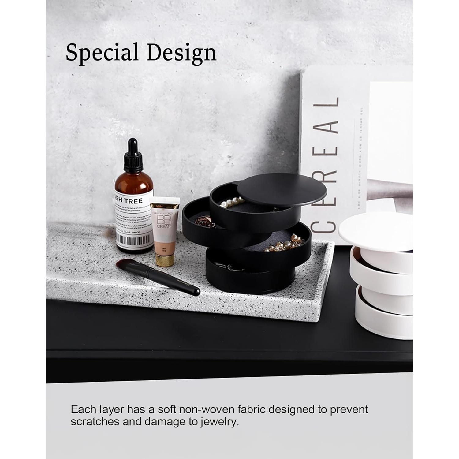 Organizador de Joyería CONBOLA, Estuche Rotatorio 4 Capas Blanco