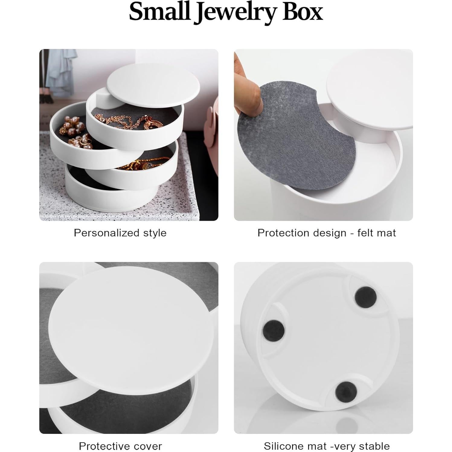 Organizador de Joyería CONBOLA, Estuche Rotatorio 4 Capas Blanco