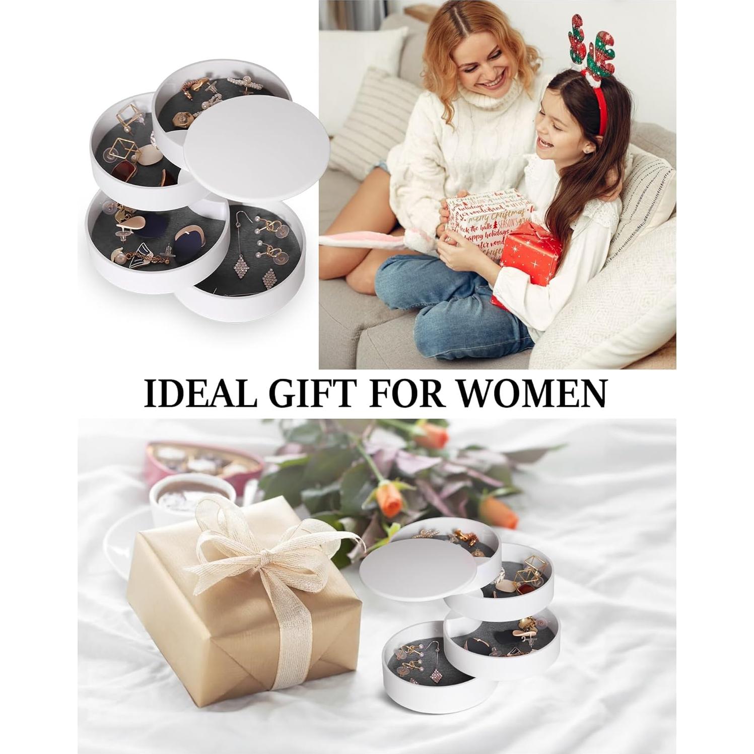 Organizador de Joyería CONBOLA, Estuche Rotatorio 4 Capas Blanco