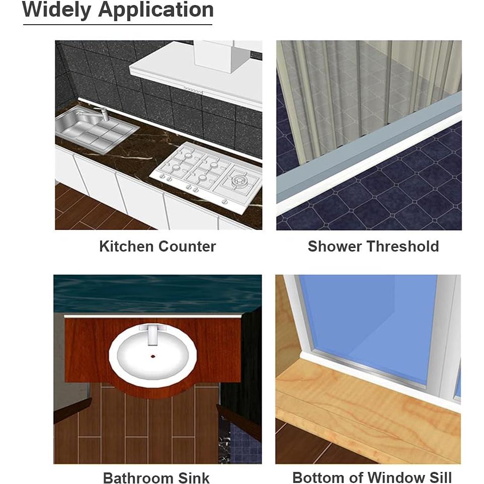 Tira de Agua de Silicona Eohmay 198 cm para Ducha y Fregadero