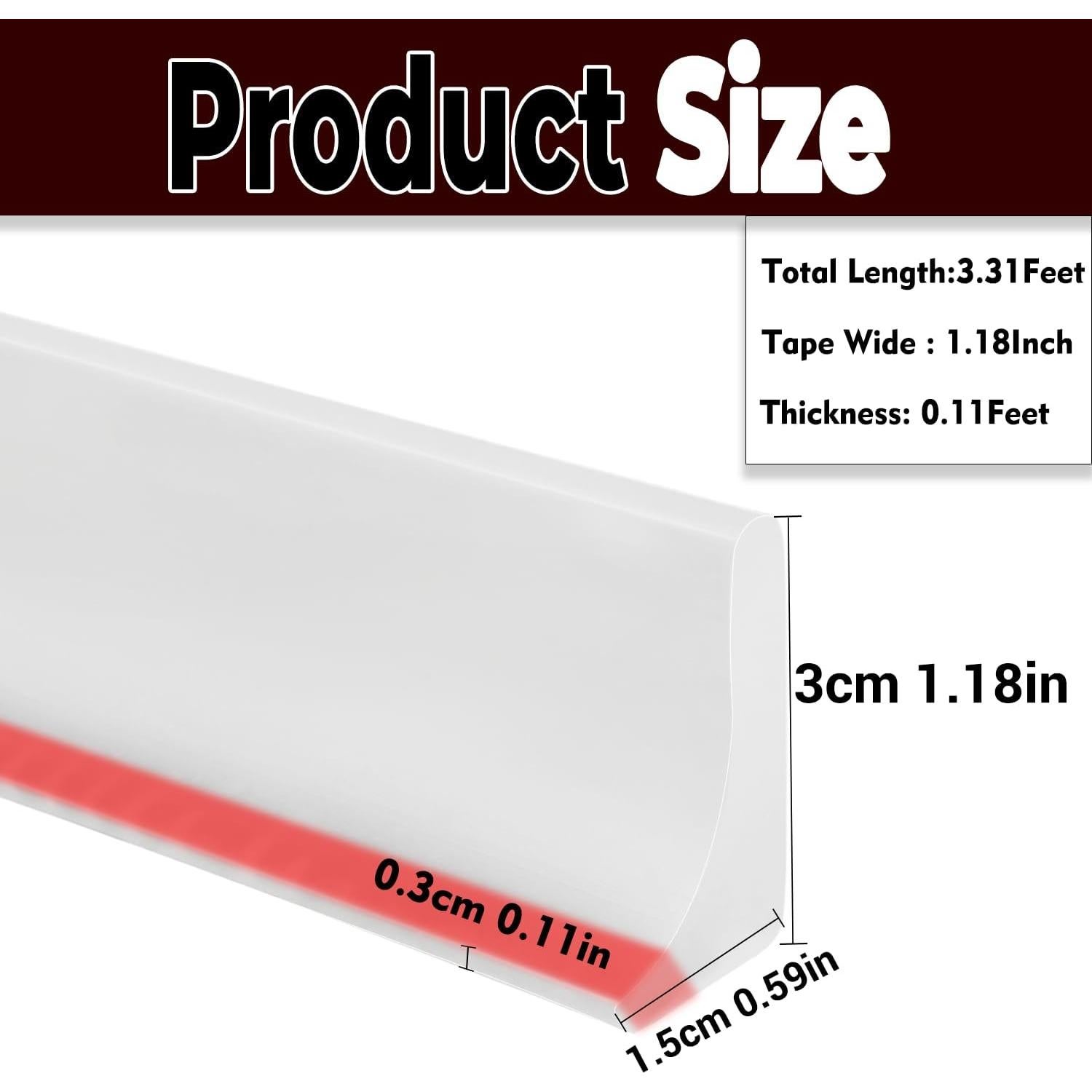 Sello Inferior de Agua QOQOOICE 99cm para Ducha de Vidrio