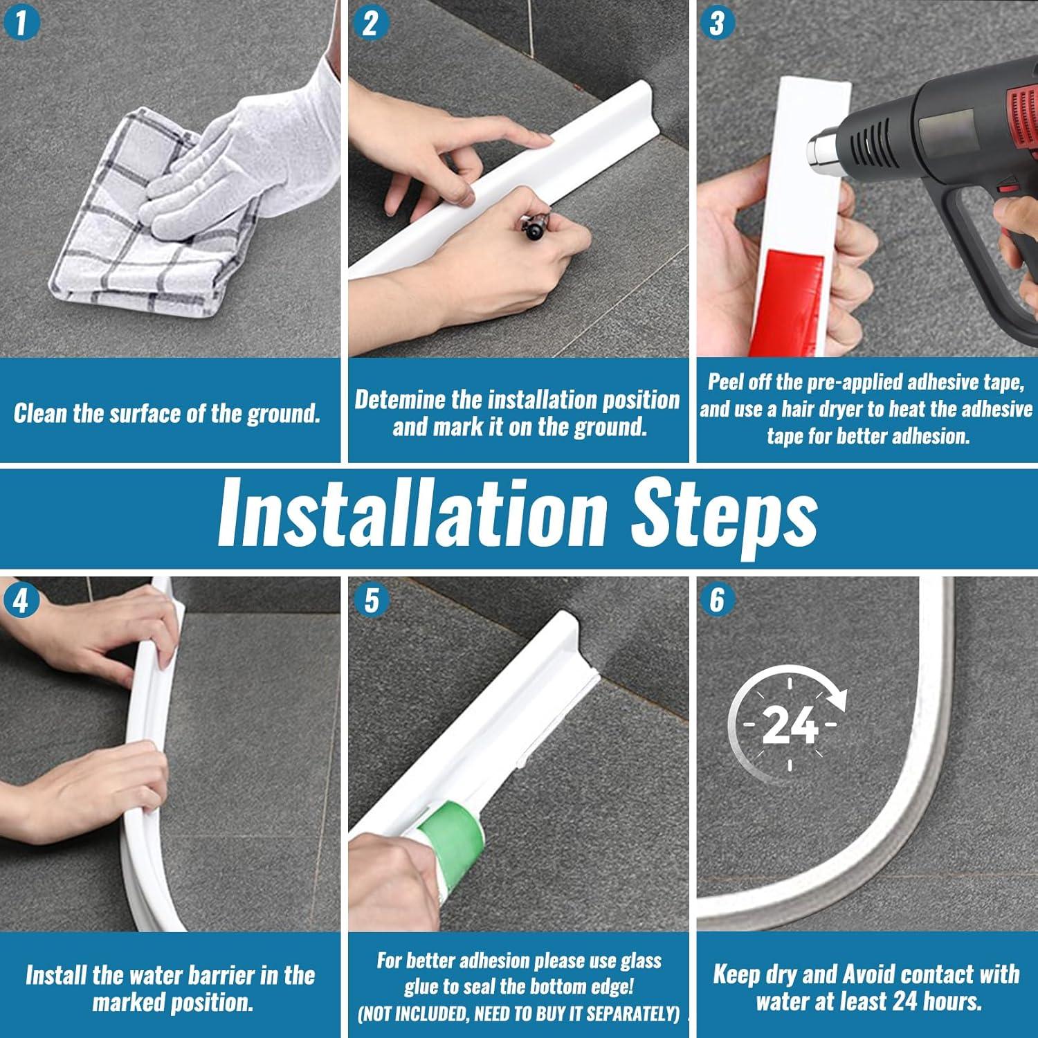 Dique de Ducha Colapsable AMZKONIG 1,68 m Antisalpicaduras