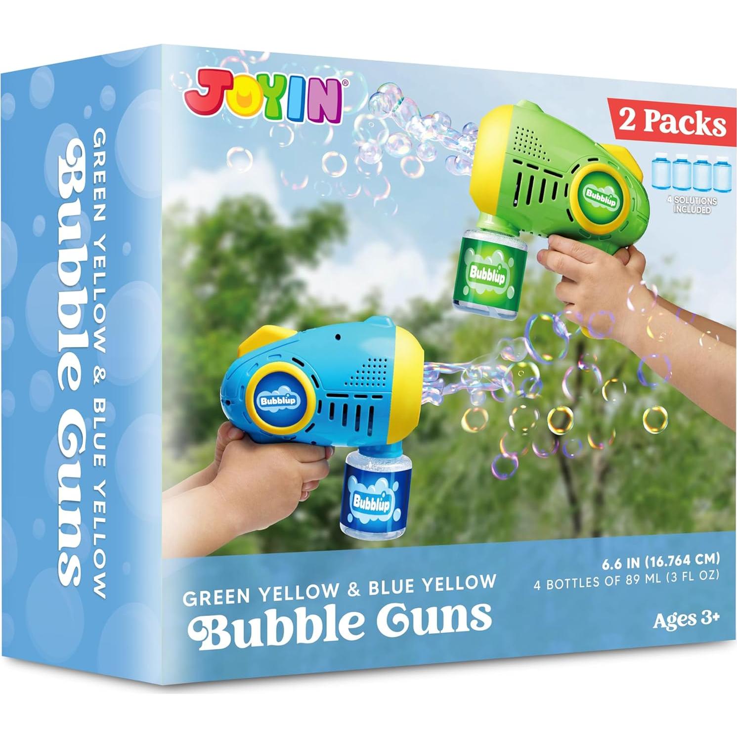 Pistolas de Burbuja JOYIN 2 Paquetes con 4 Botellas Recarga