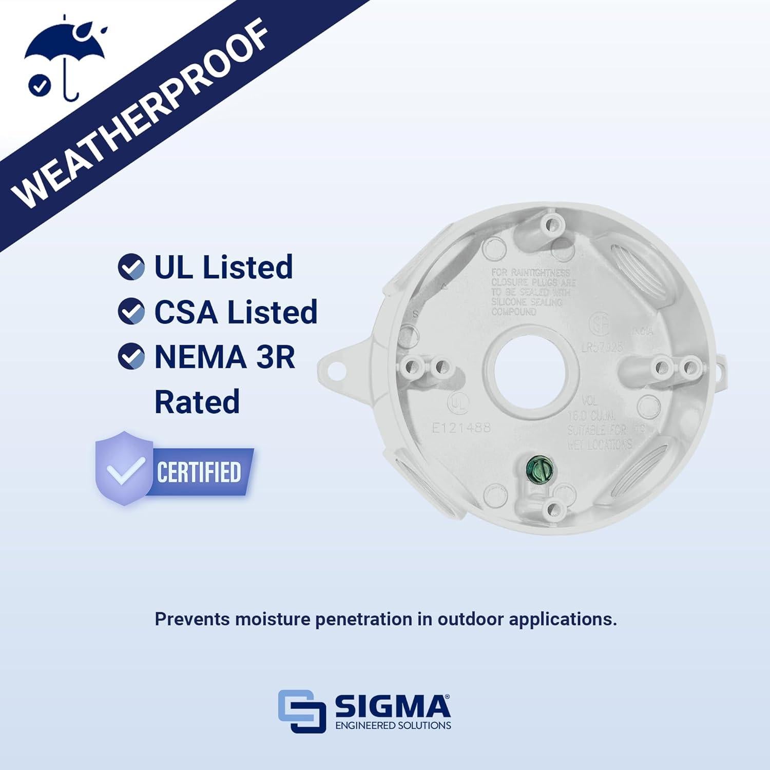 Caja Redonda 5 Agujeros 13.97 cm Sigma Electric 143854WH