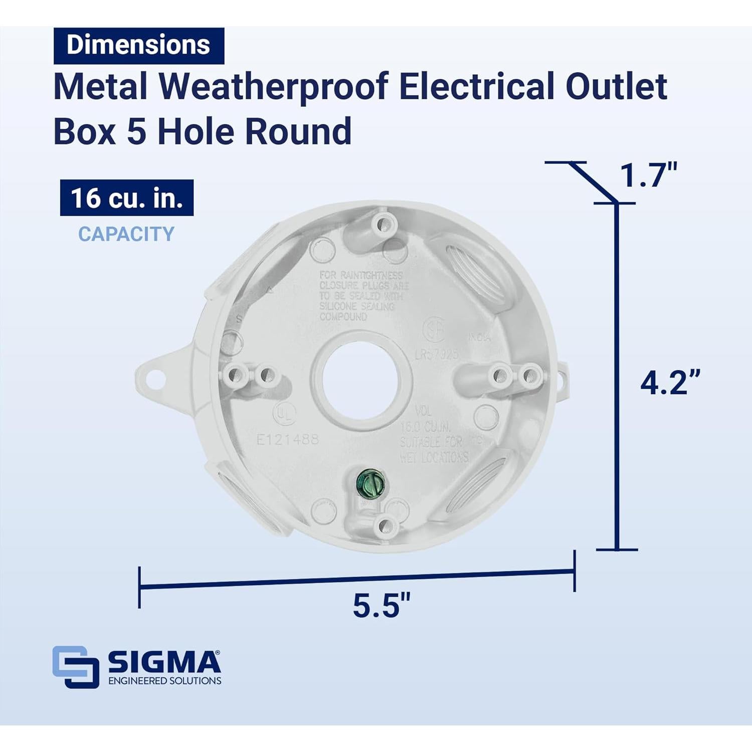 Caja Redonda 5 Agujeros 13.97 cm Sigma Electric 143854WH