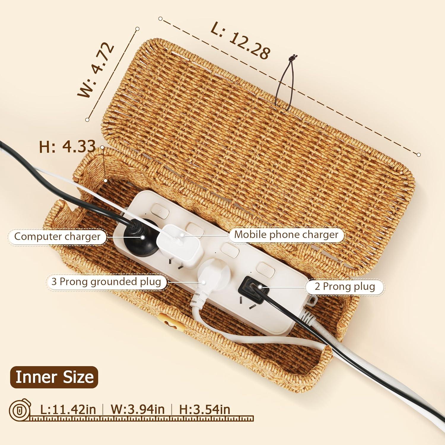 Caja Organizadora de Cables Tohiasen Rattan Sintético 34.8x15.7 cm