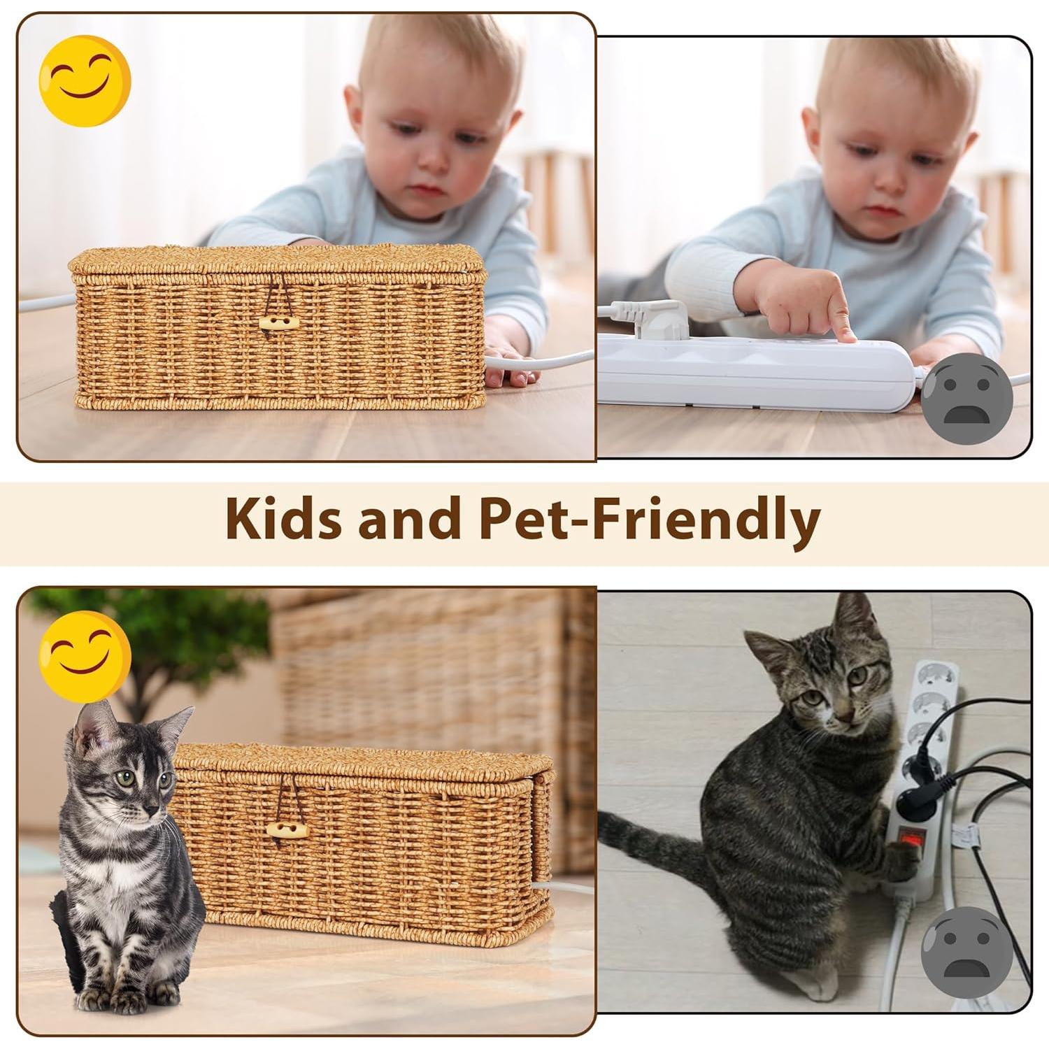 Caja Organizadora de Cables Tohiasen Rattan Sintético 34.8x15.7 cm