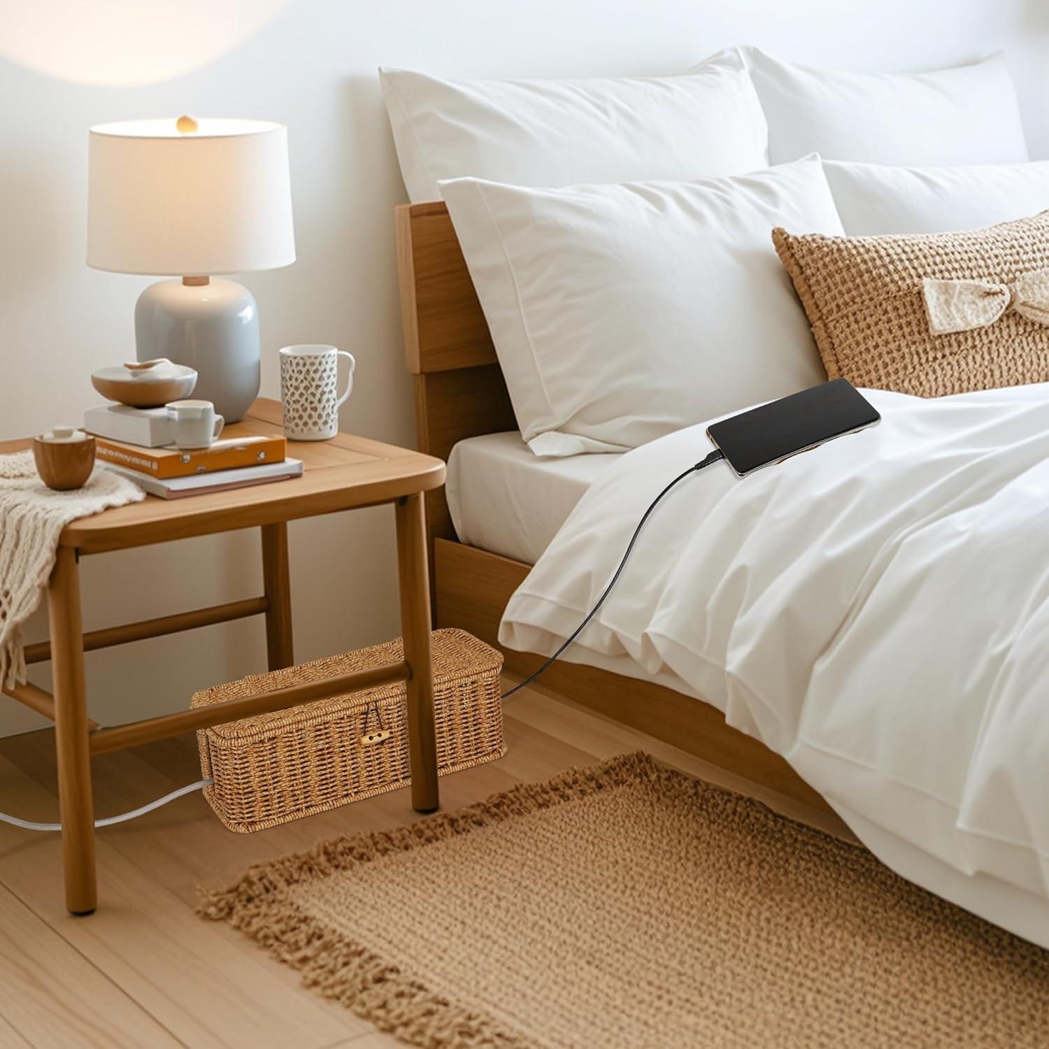 Caja Organizadora de Cables Tohiasen Rattan Sintético 34.8x15.7 cm