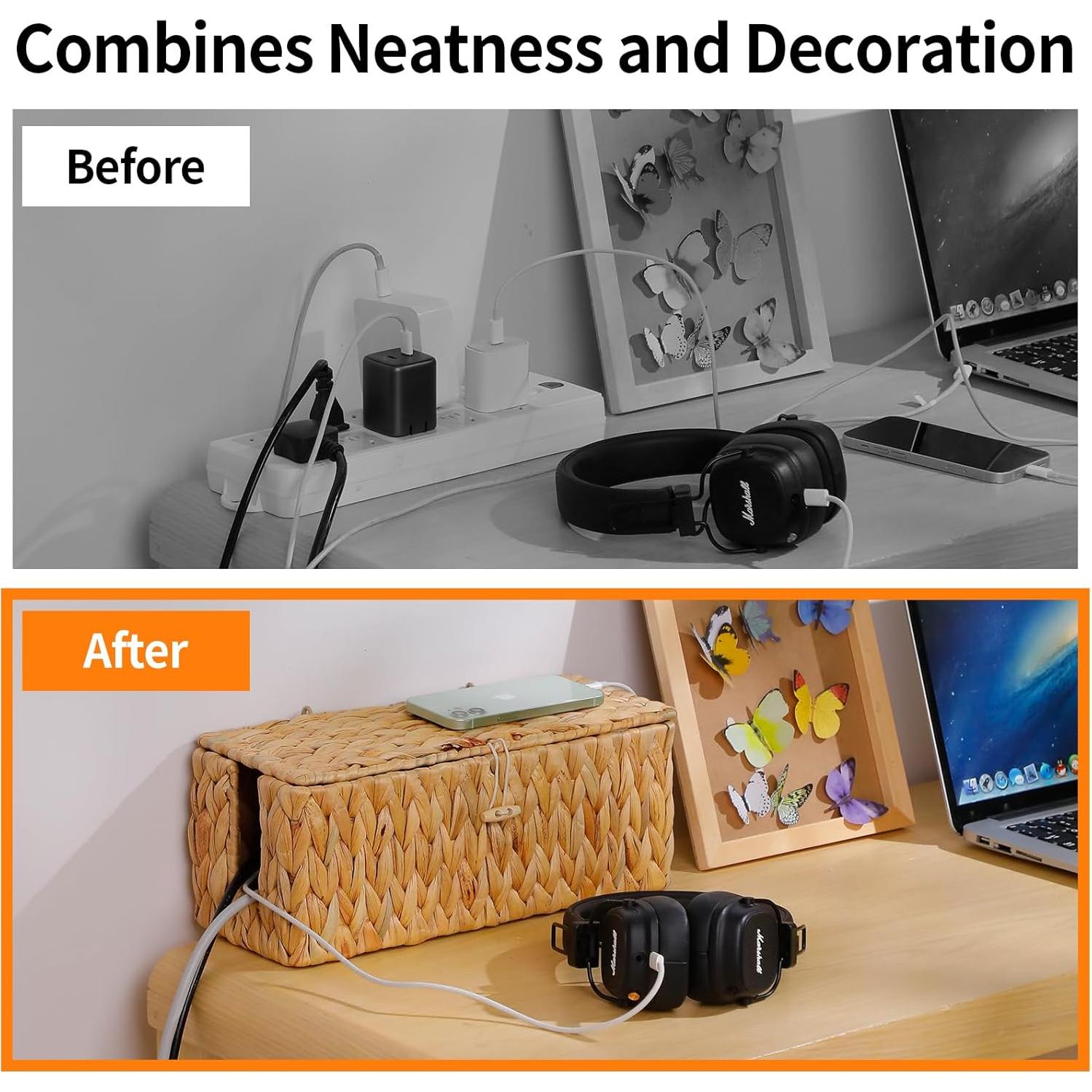 Caja Organizadora de Cables Coeusy 2 Piezas Tejida a Mano