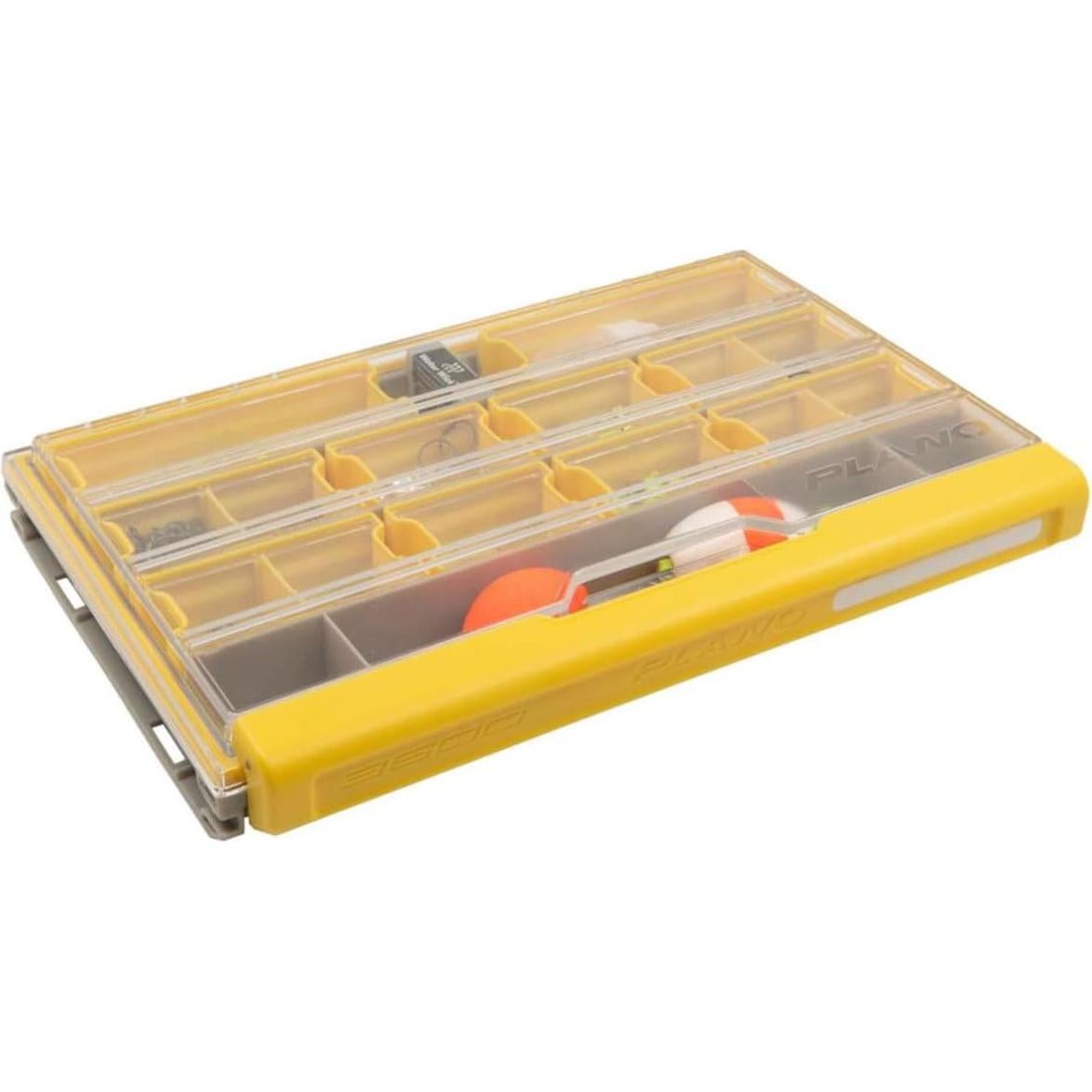 Caja de Cebos Plano Edge 3600, Gris y Amarillo, 11 Compartimentos