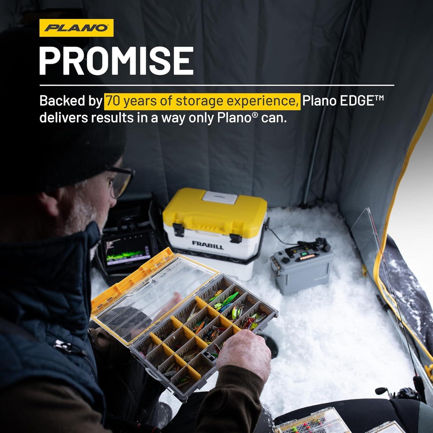Caja de Cebos Plano Edge 3600, Gris y Amarillo, 11 Compartimentos