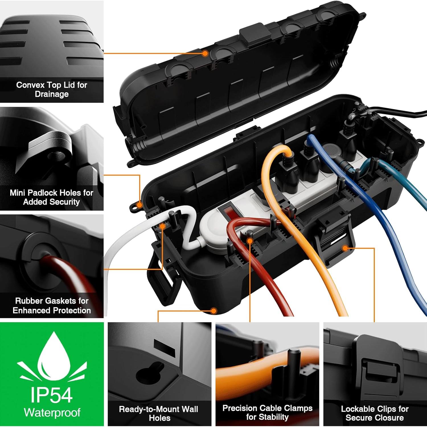 Caja Eléctrica Exterior Flemoon IP54 29x13x10 cm 6 Puertos