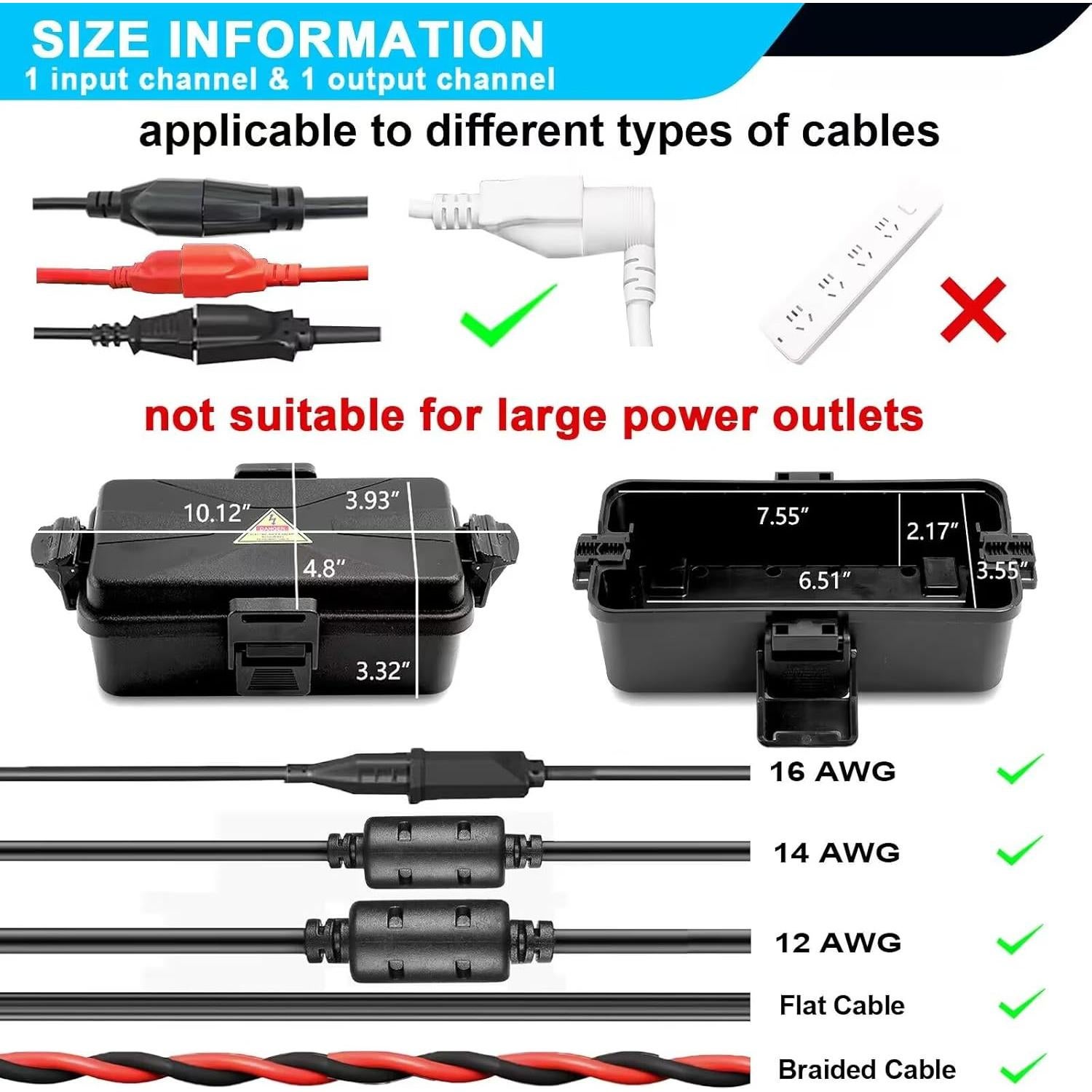 Caja Eléctrica Exterior Impermeable DIQMIAQ Negra 19.3x9.9x8.4cm