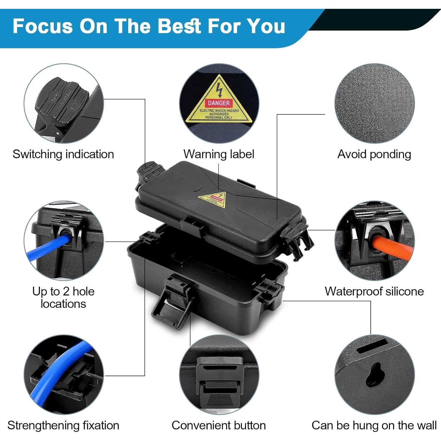 Caja Eléctrica Exterior Impermeable DIQMIAQ Negra 19.3x9.9x8.4cm