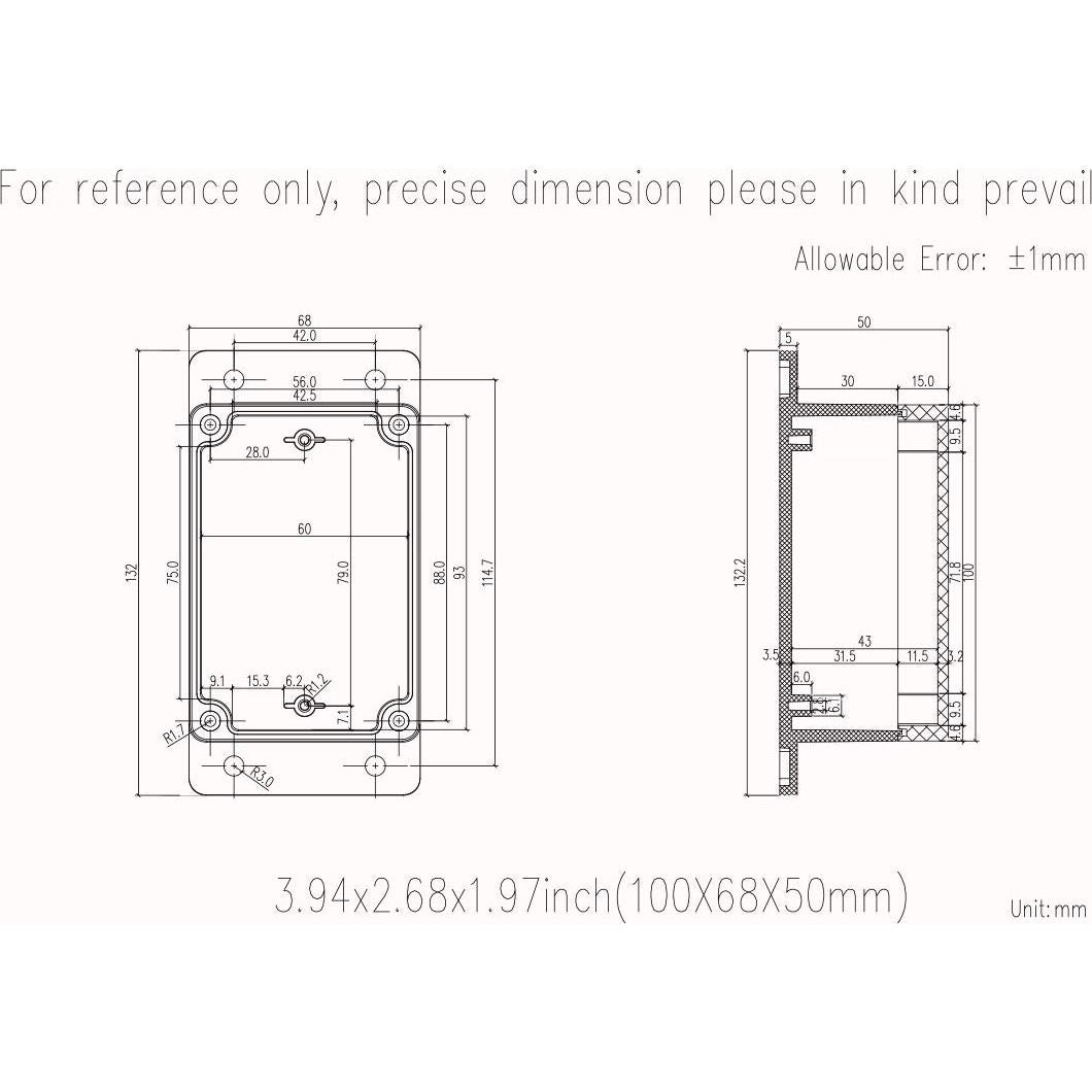 Caja de Conexiones Zulkit IP65 Plástico ABS 100x68x50mm Paquete 2