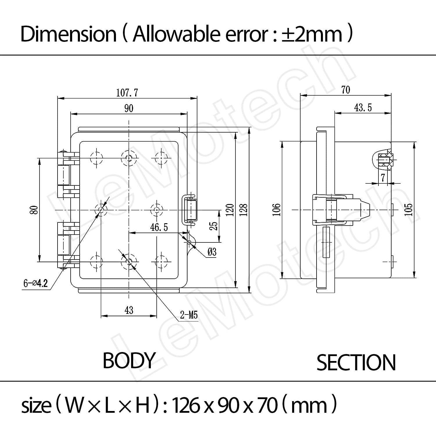 Caja Eléctrica LeMotech IP67 Tapa Transparente 11.94x8.89cm